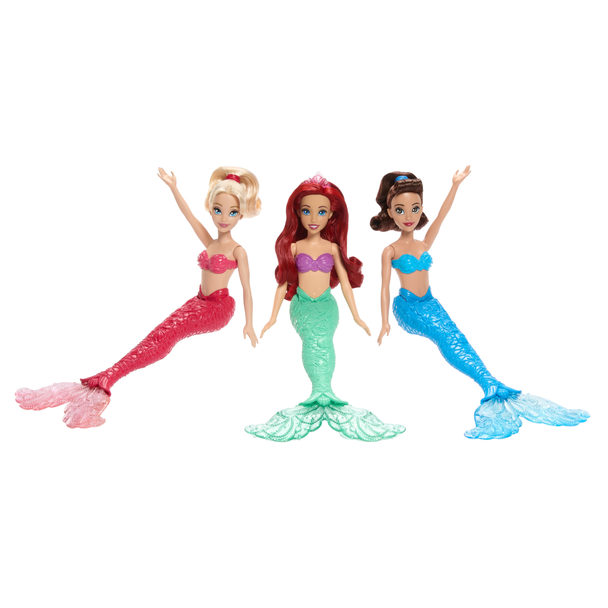 Disney princess - ariel e le sue sorelle, set 3 bambole sirena alla moda con code glitterate - DISNEY PRINCESS