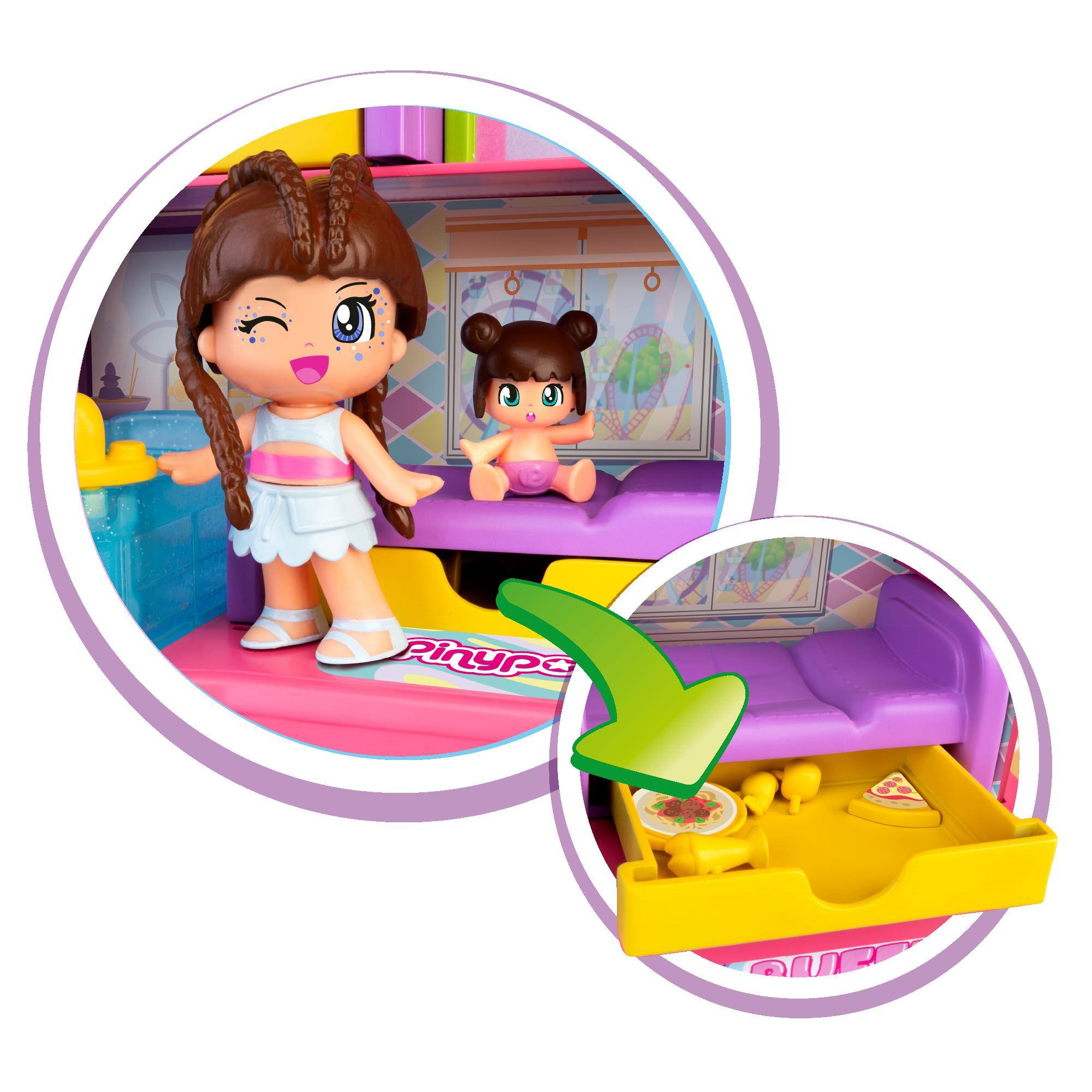 Pinypon 5 star hotel, play set con 2 personaggi e accessori, per bambine/i dai 4 anni - PINYPON