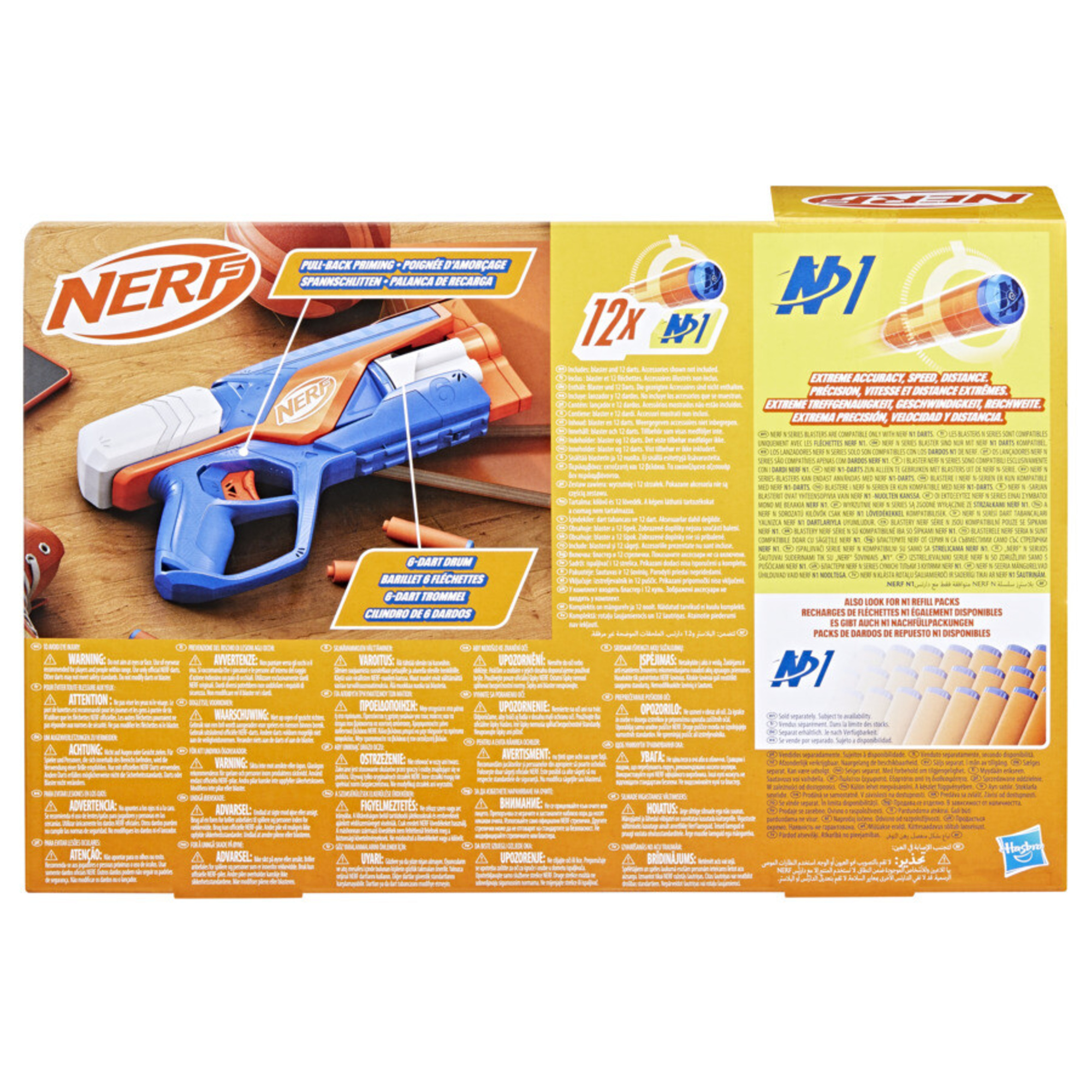 Nerf n-series, agility, blaster con 12 dardi nerf n1, tamburo da 6 dardi, giocattoli per bambini e bambine dagli 8 anni in su - NERF