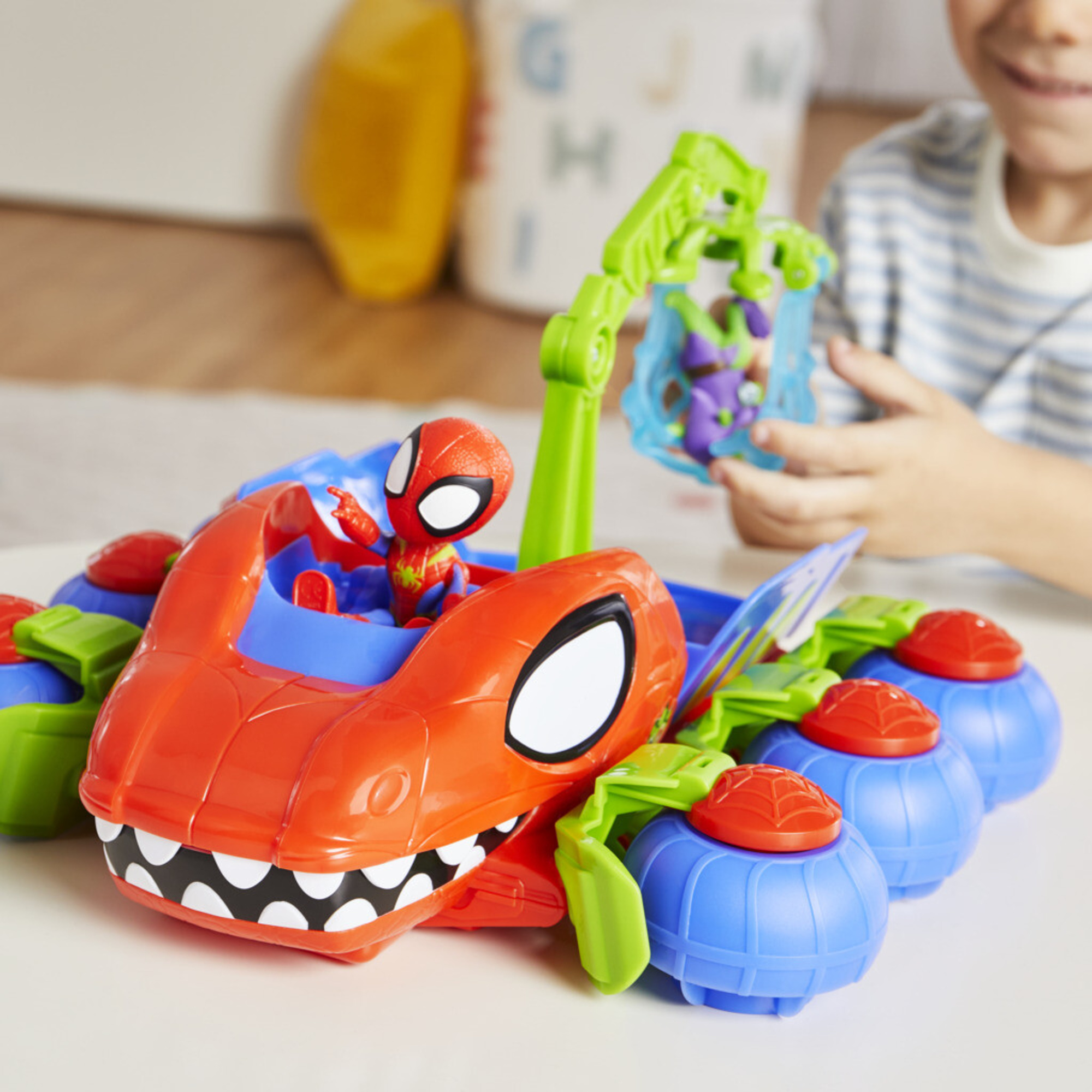 Hasbro marvel spidey e i suoi fantastici amici, veicolo dino-webs, playset con vicolo  dino-webs e supereroi - SPIDEY