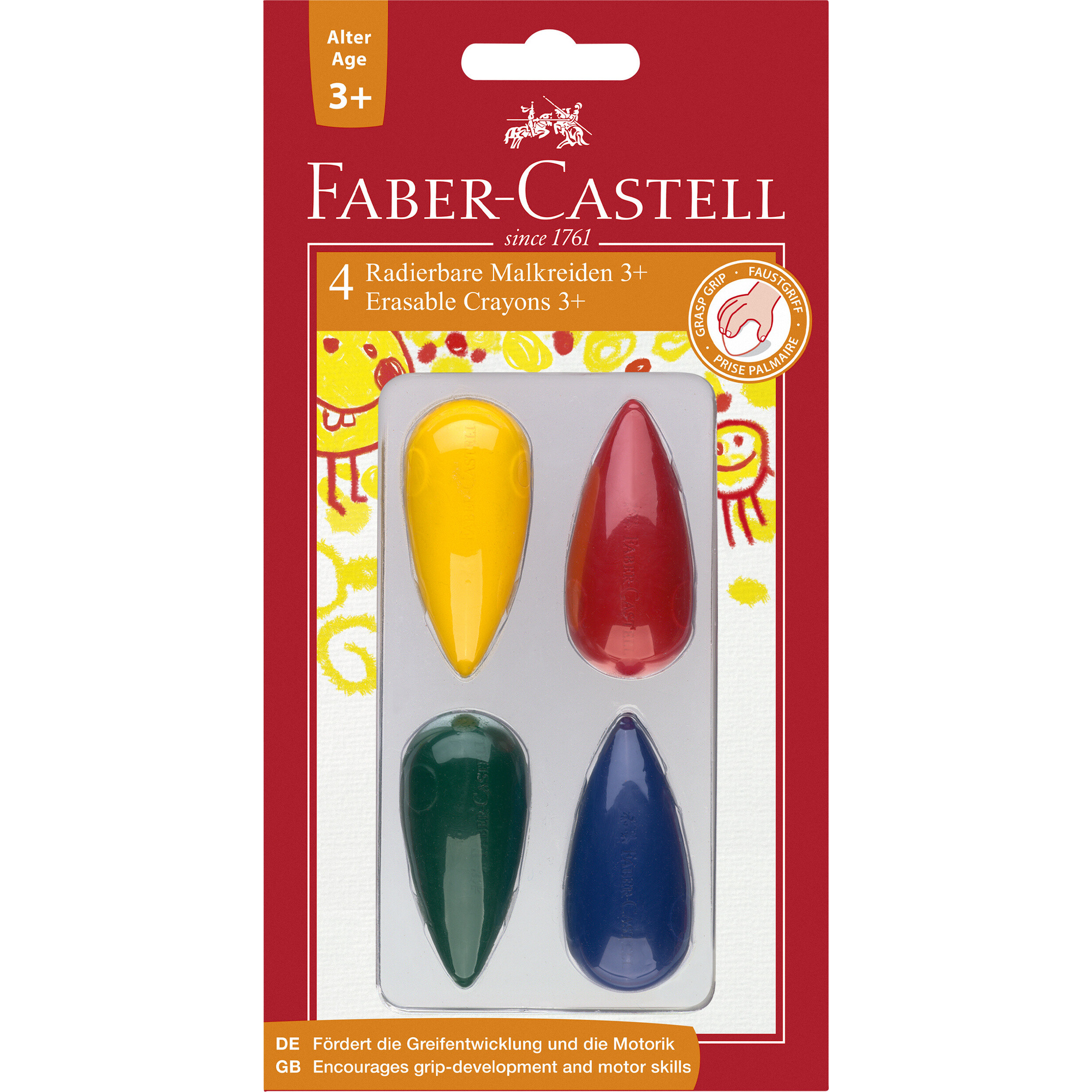 Pastello a cera “goccia” -  adatti ai bambini in età pre-scolare -  blister da 4 - NO BRAND