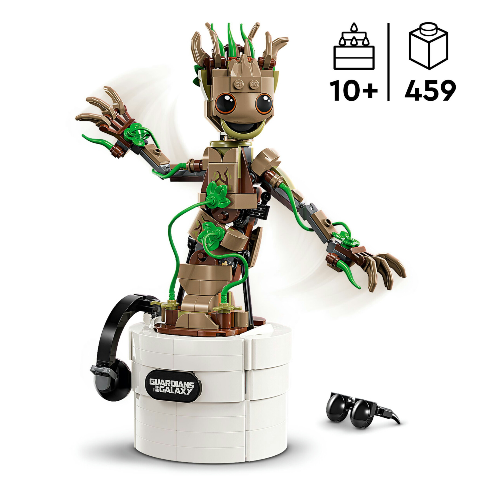 Lego marvel 76297 groot ballerino, personaggio giocattolo con funzione danzante, giochi animati bambini 7+ fan degli avengers - Lego