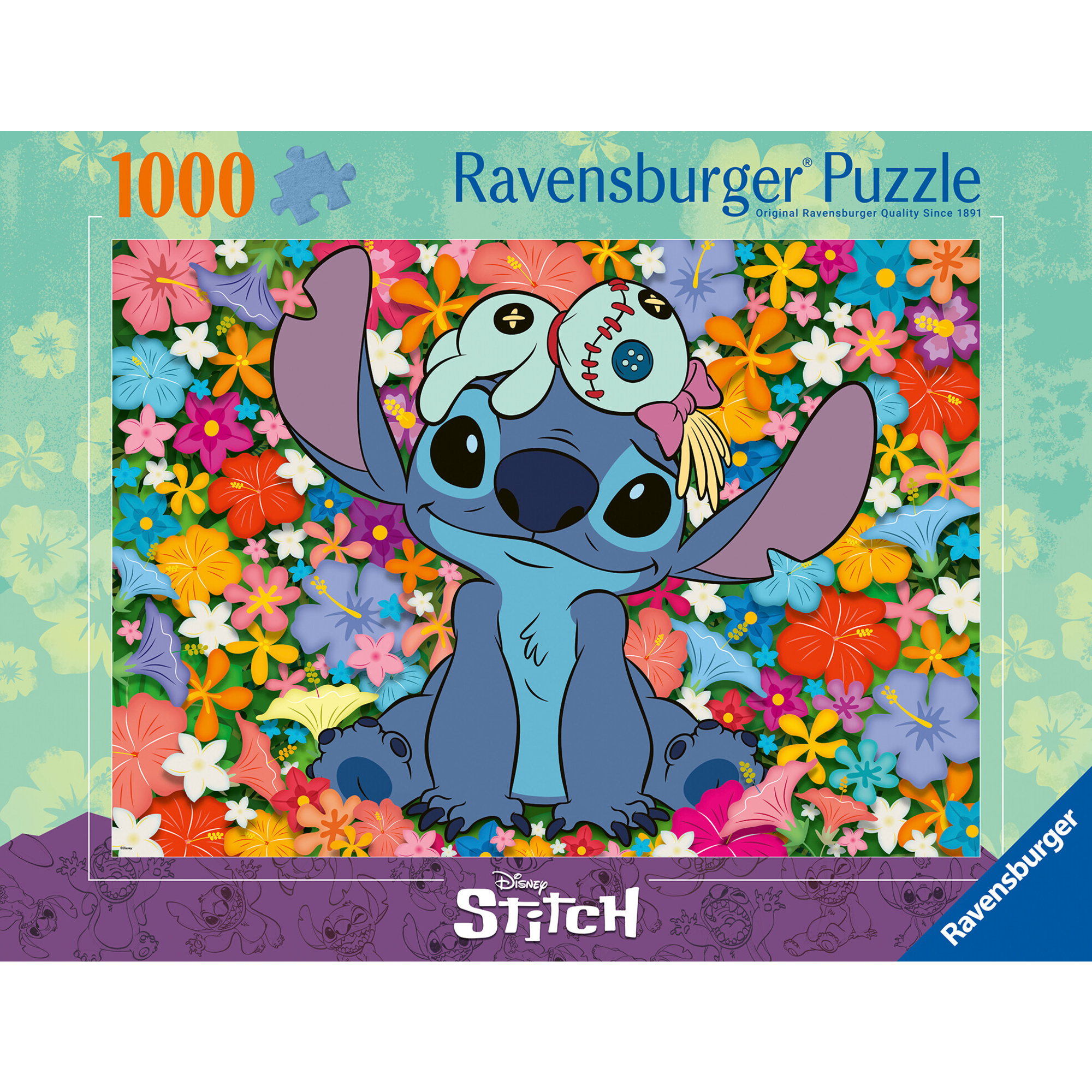 Ravensburger - puzzle stitch, 1000 pezzi, puzzle adulti - Disney Stitch