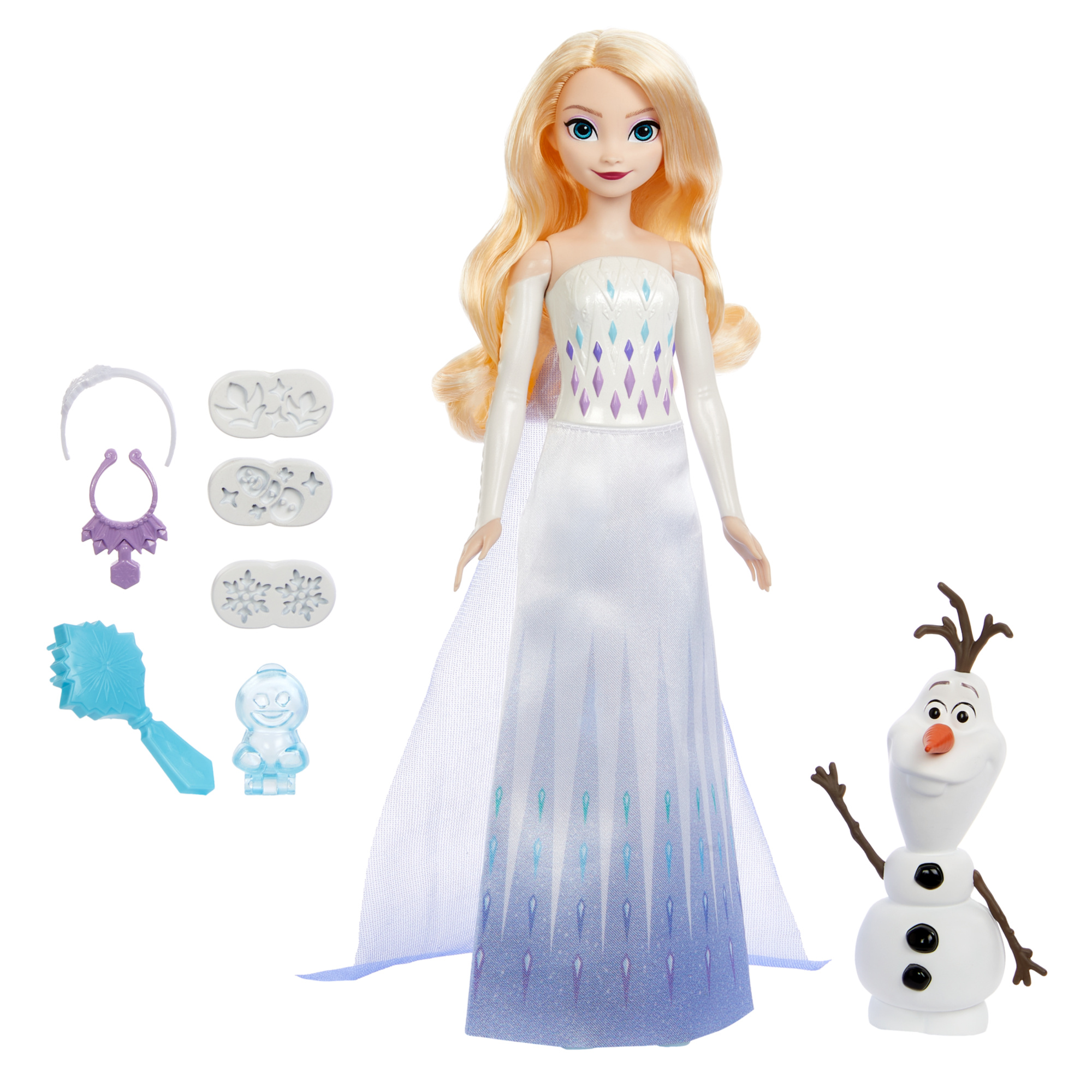 Disney frozen - le avventure di elsa e olaf, set con bambola elsa, personaggio olaf e sabbia modellabile - Frozen