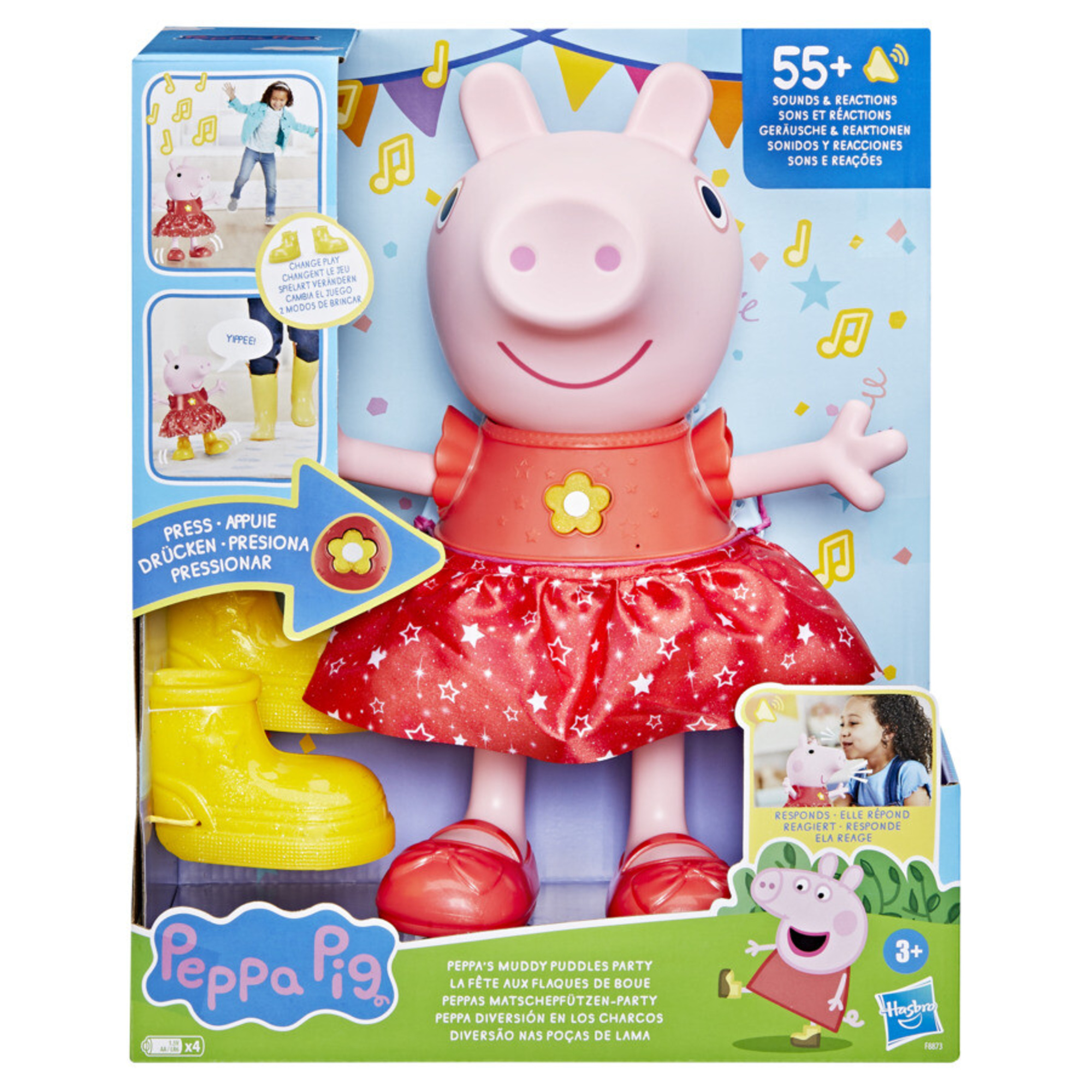 Peppa pig - peppa's muddy puddles party, bambola di peppa interattiva - PEPPA PIG