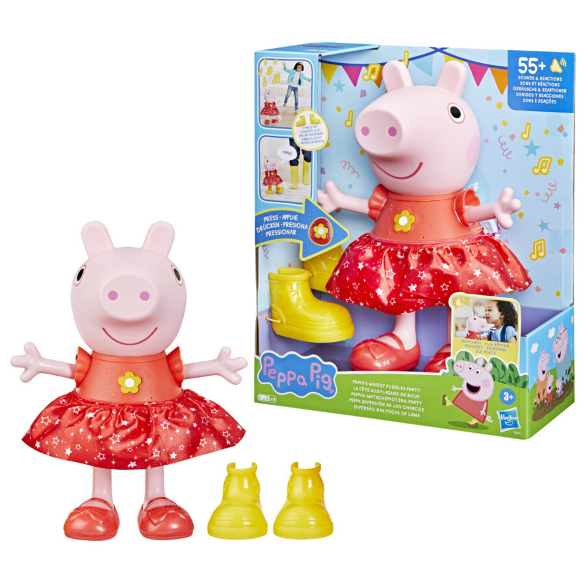 Peppa pig - peppa's muddy puddles party, bambola di peppa interattiva - PEPPA PIG