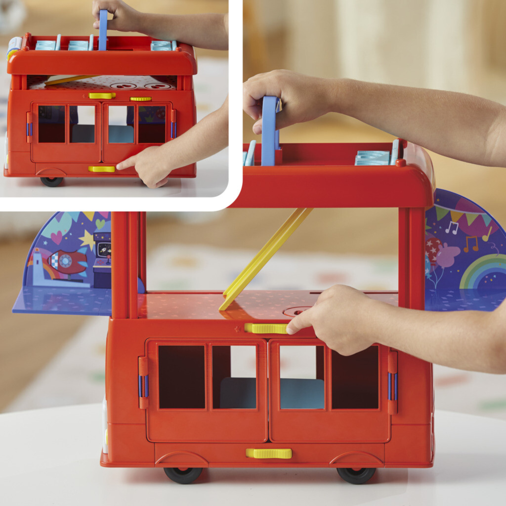 Peppa pig - 2 in 1 party bus, playset con bus di peppa pig 2 in 1 - PEPPA PIG