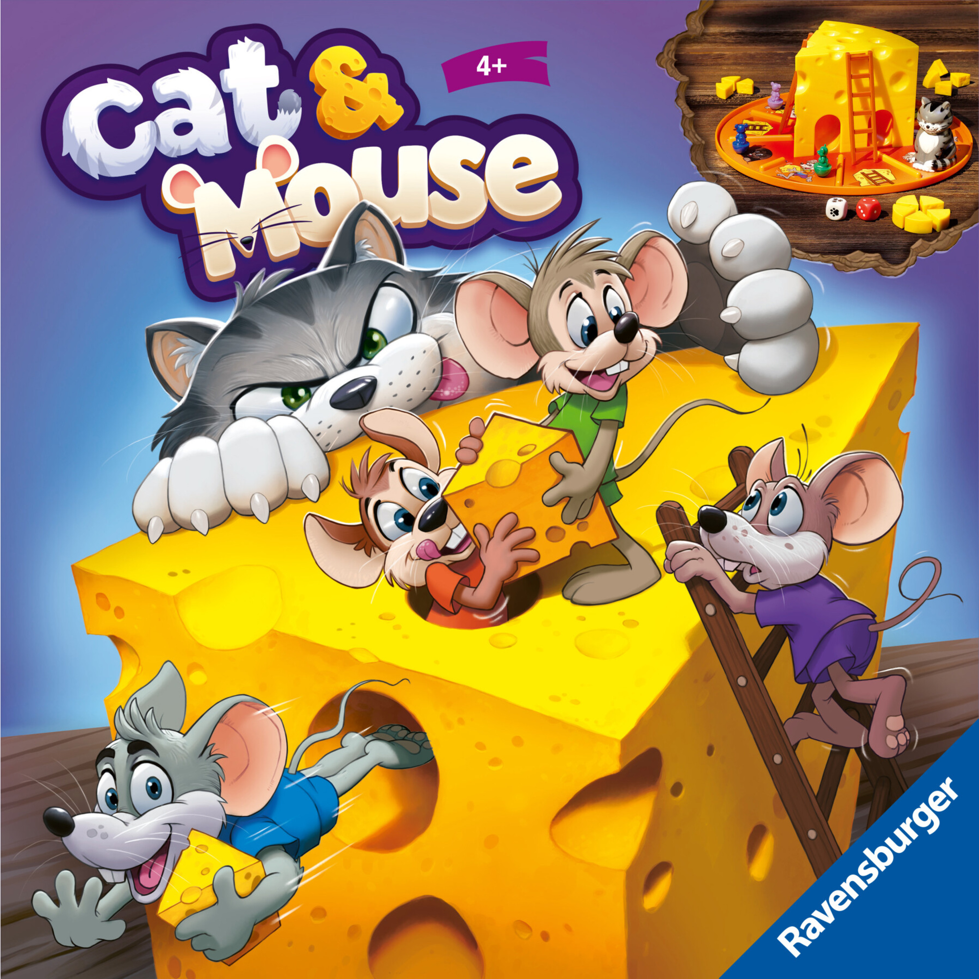 Ravensburger - cat&mouse, gioco da tavolo per tutta la famiglia, 2-4 giocatori, idea regalo per bambino e bambina 4+ anni, edizione in italiano - RAVENSBURGER