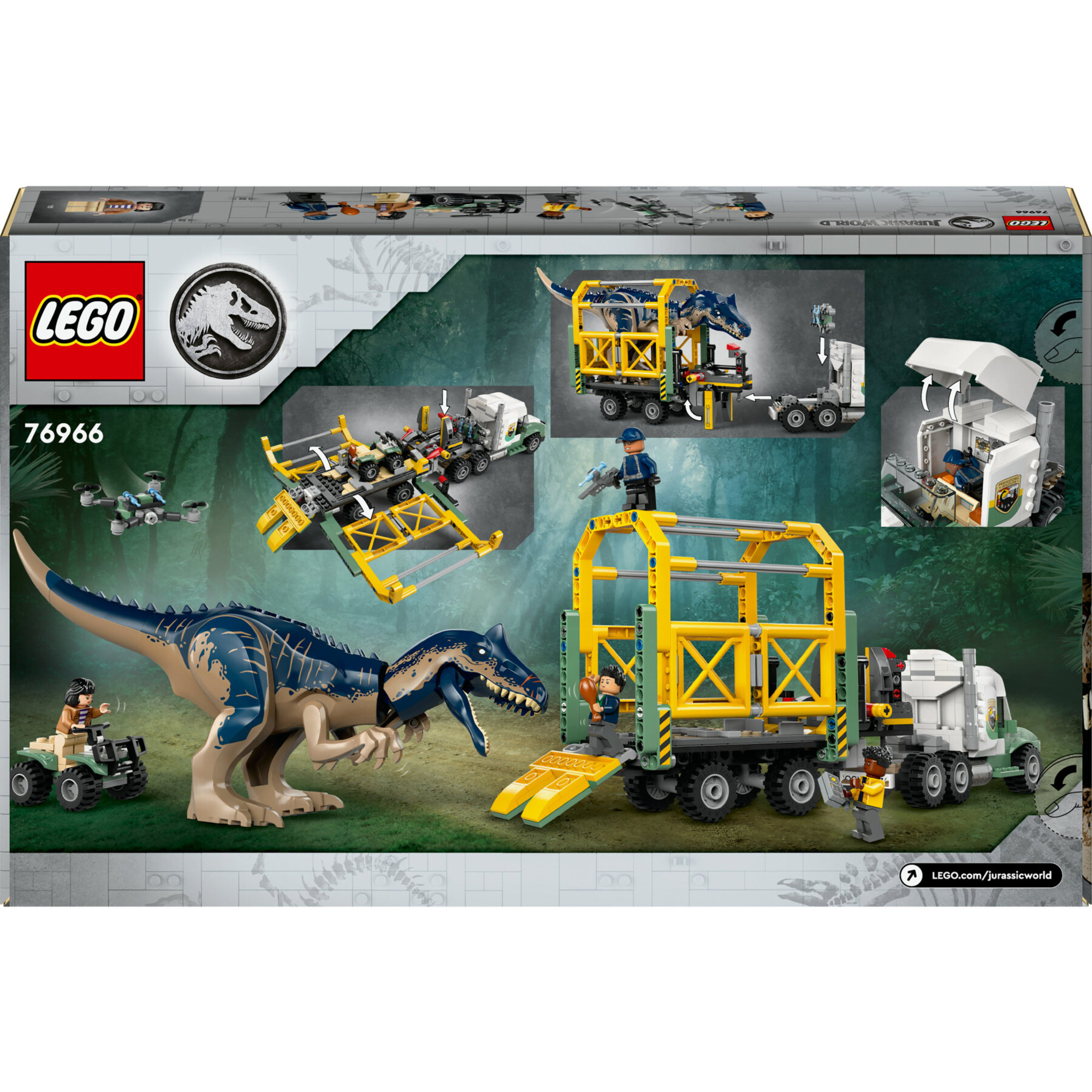 Lego jurassic world 76966 missione dinosauro: camion di trasporto dell’allosauro, giocattolo con veicolo, giochi bambini 8+ - LEGO JURASSIC PARK/W