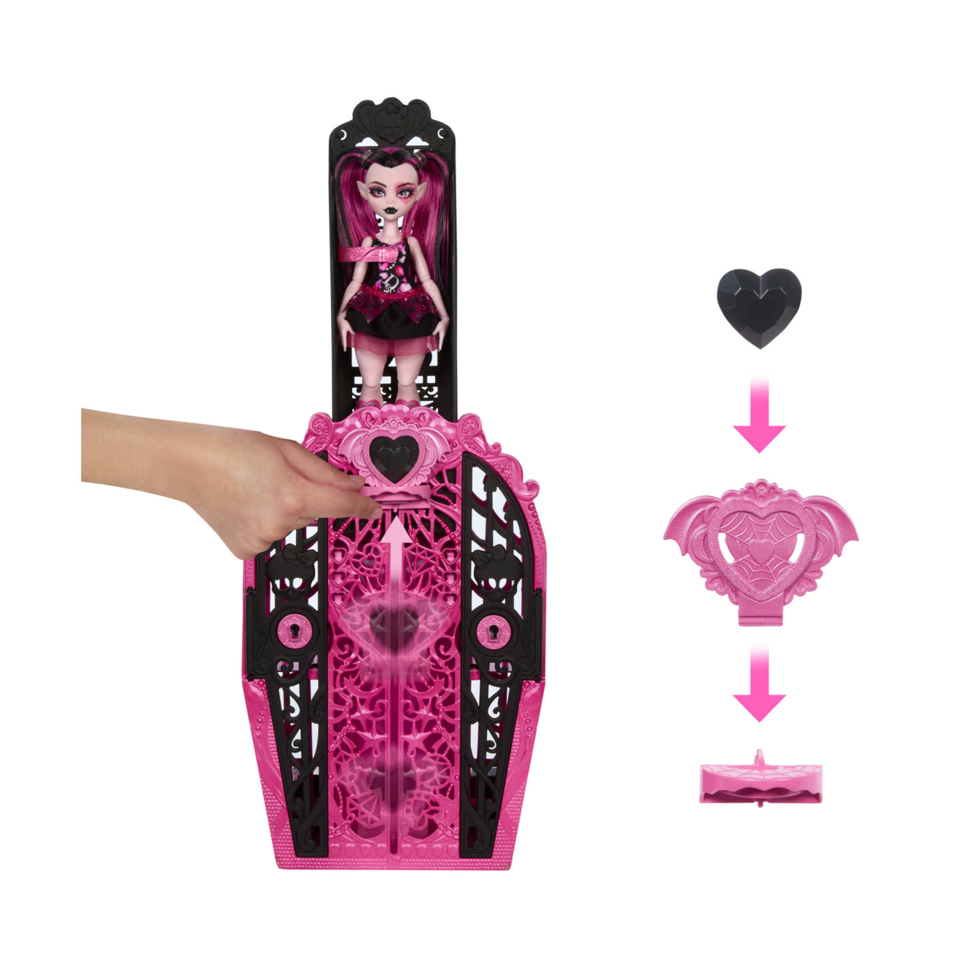 Monster high segreti da brivido - draculaura misteri mostruosi, set con bambola e guardaroba, 19 accessori e capi d'abbigliamento a sorpresa inclusi - Monster High