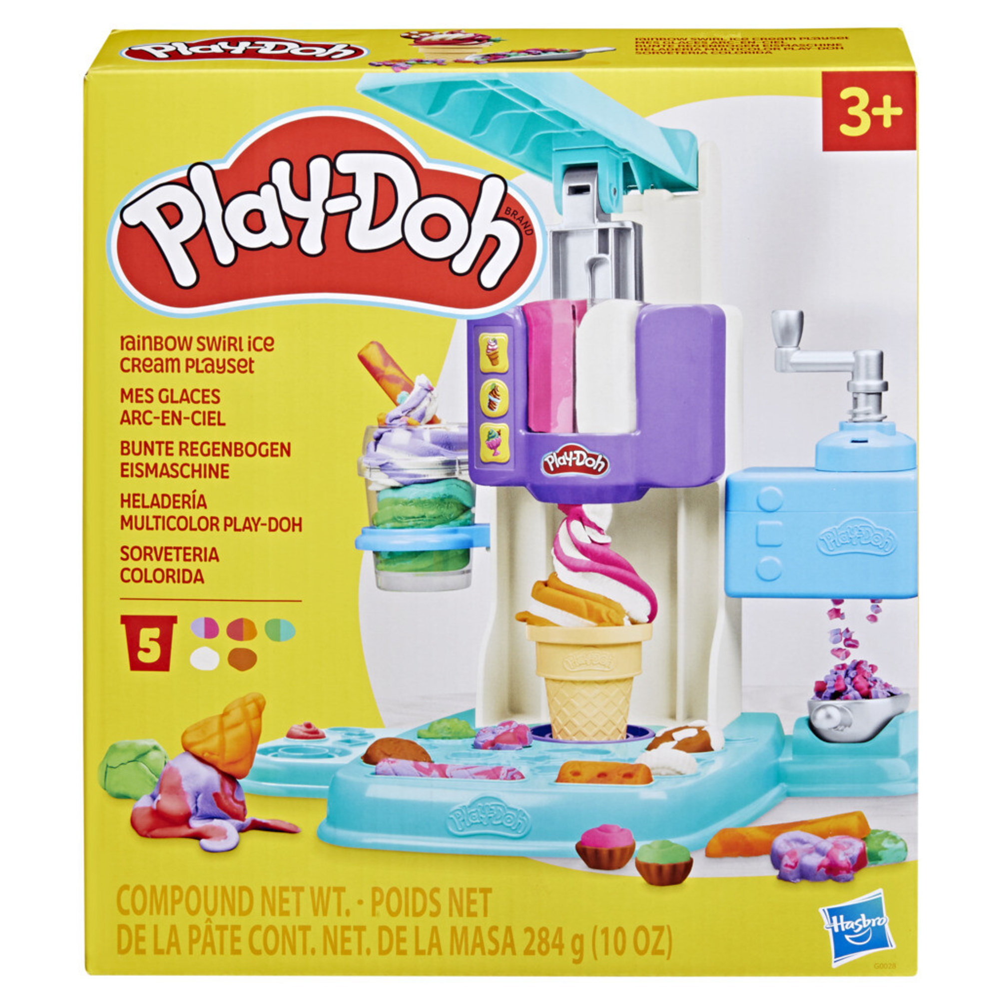 Play-doh - gelateria arcobaleno, playset con accessori e vasetti per creare gelati - PLAY-DOH