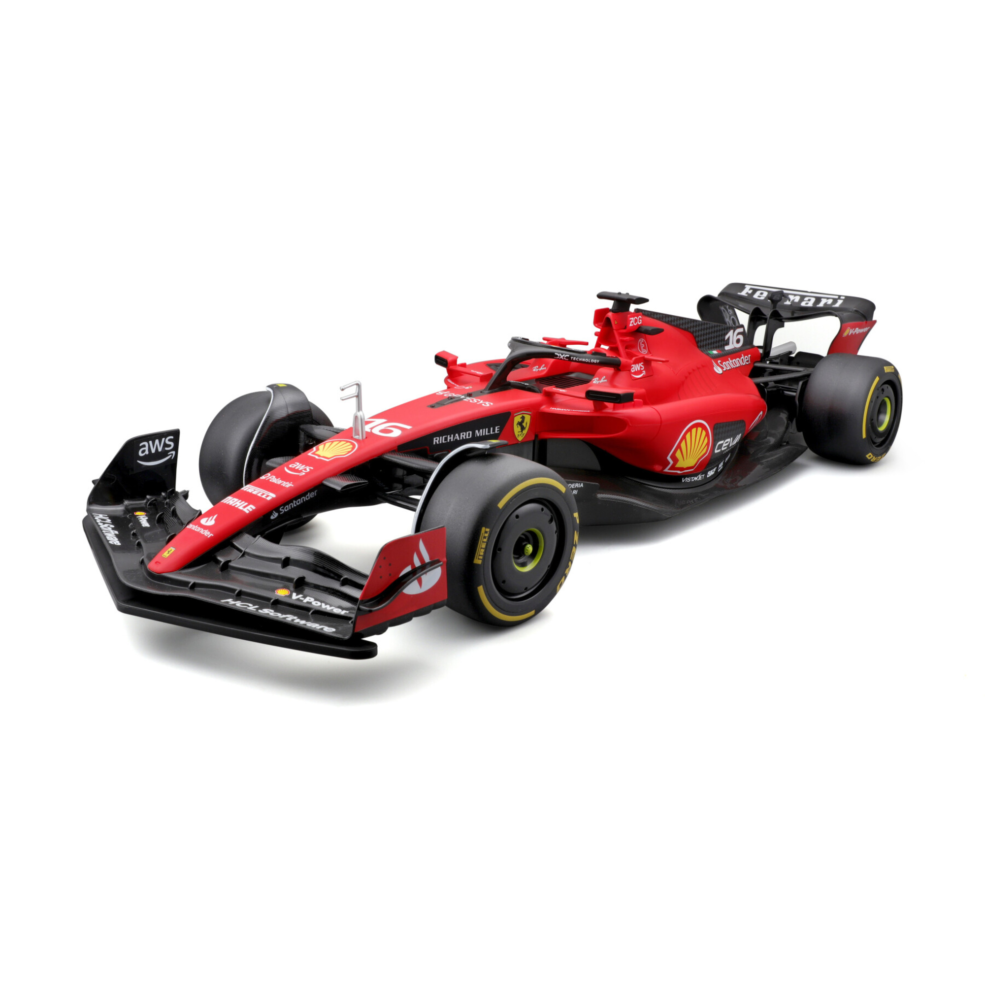 Rc maisto tech ferrari f1 sf23 modello con pilota leclerc #16 -  2.4 ghz, 7 funzioni, fino a 4 giocatori - 