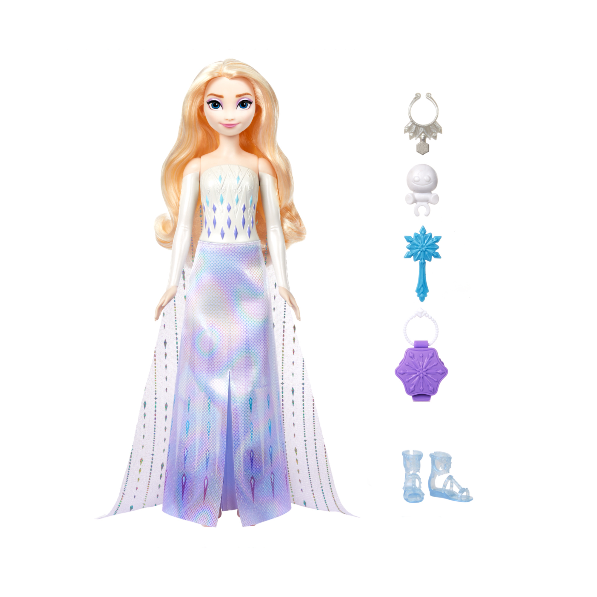 Disney frozen - elsa spin & reveal, set con bambola e 11 sorprese da scoprire, 5 accessori e 5 adesivi inclusi - Frozen