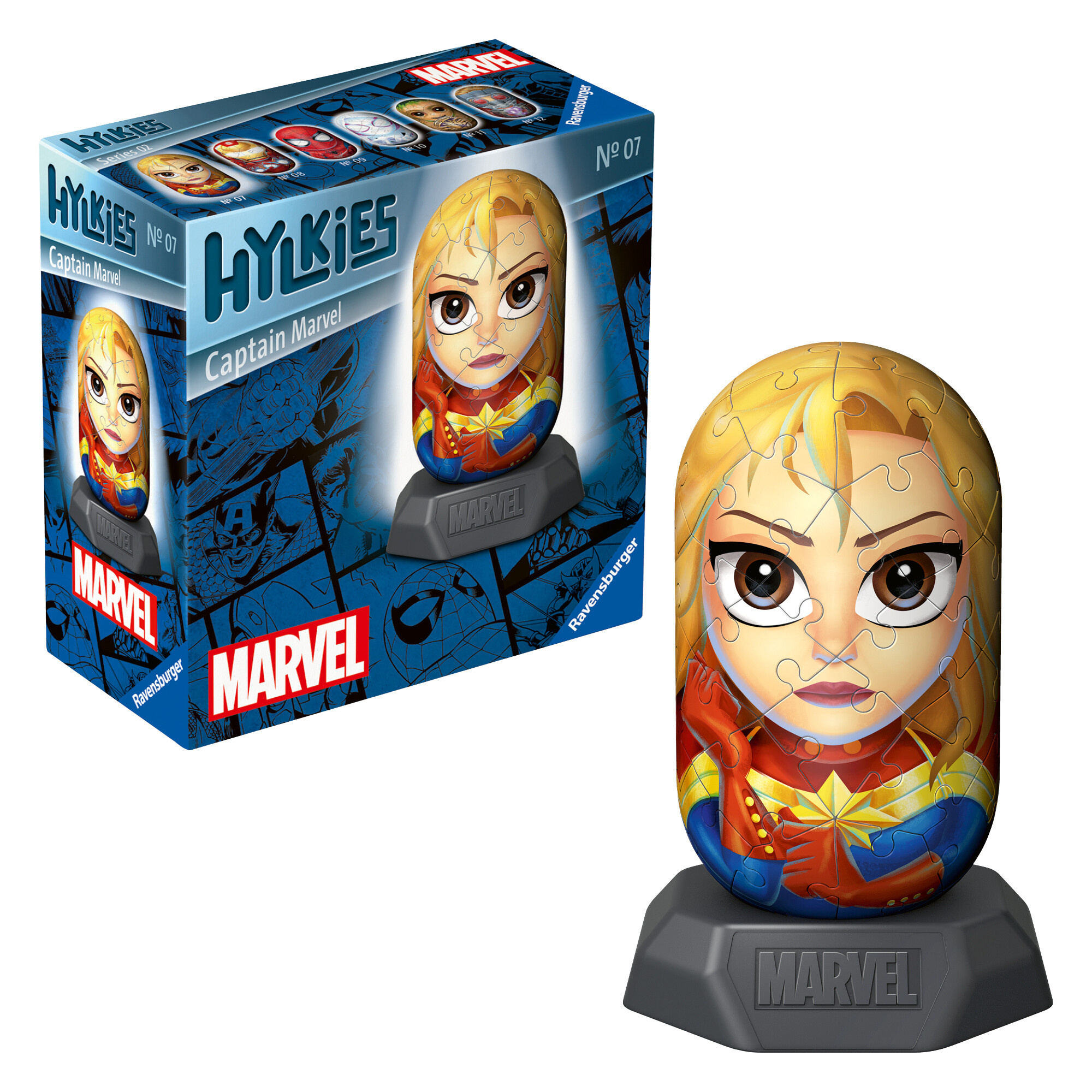 Ravensburger - hylkies marvel, captain marvel, personaggi collezionabili, 54 pezzi - RAVENSBURGER 3D PUZZLE