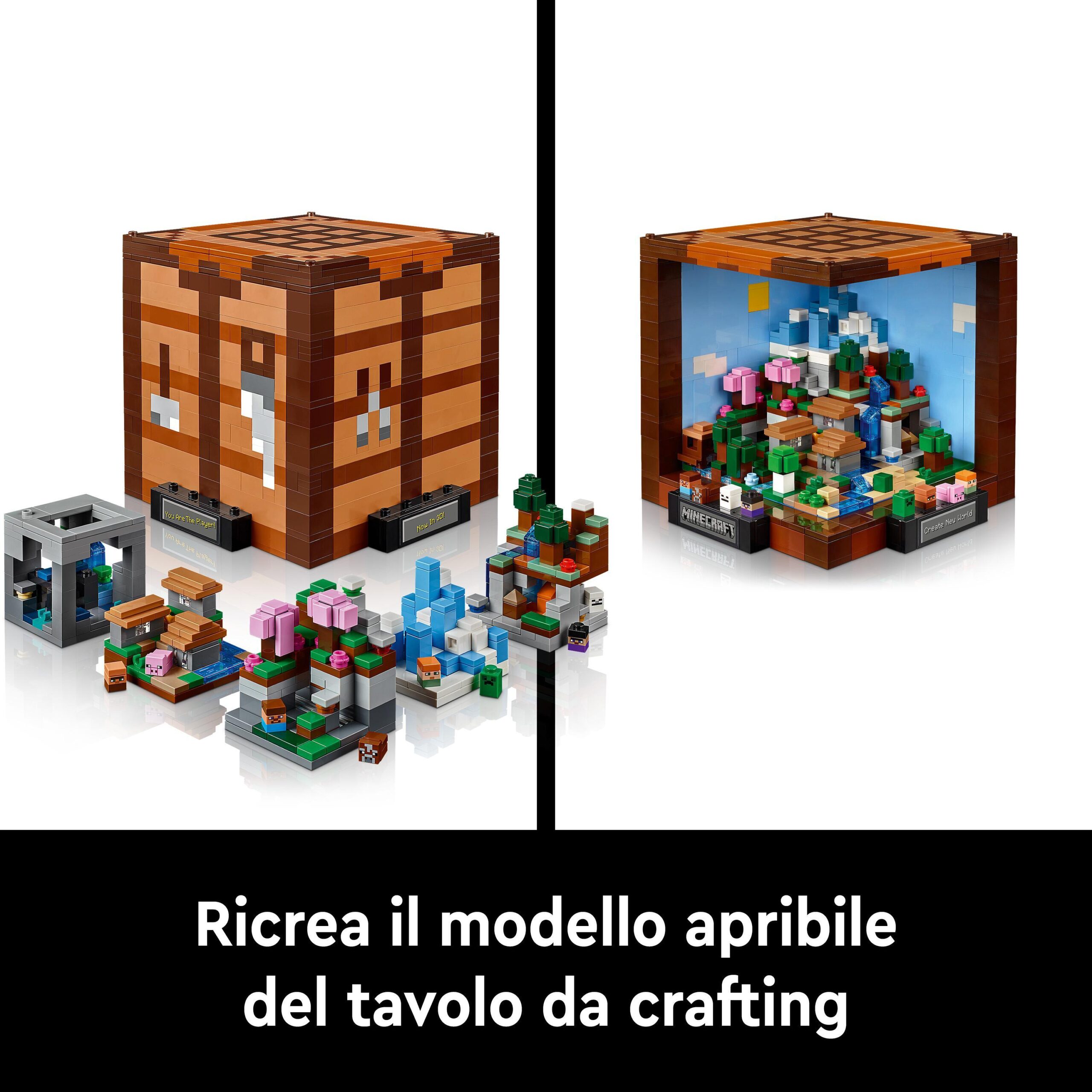 Lego minecraft 21265 banco da lavoro, modellino da costruire per il 15° anniversario del videogioco, regalo per fan adulti - MINIONS