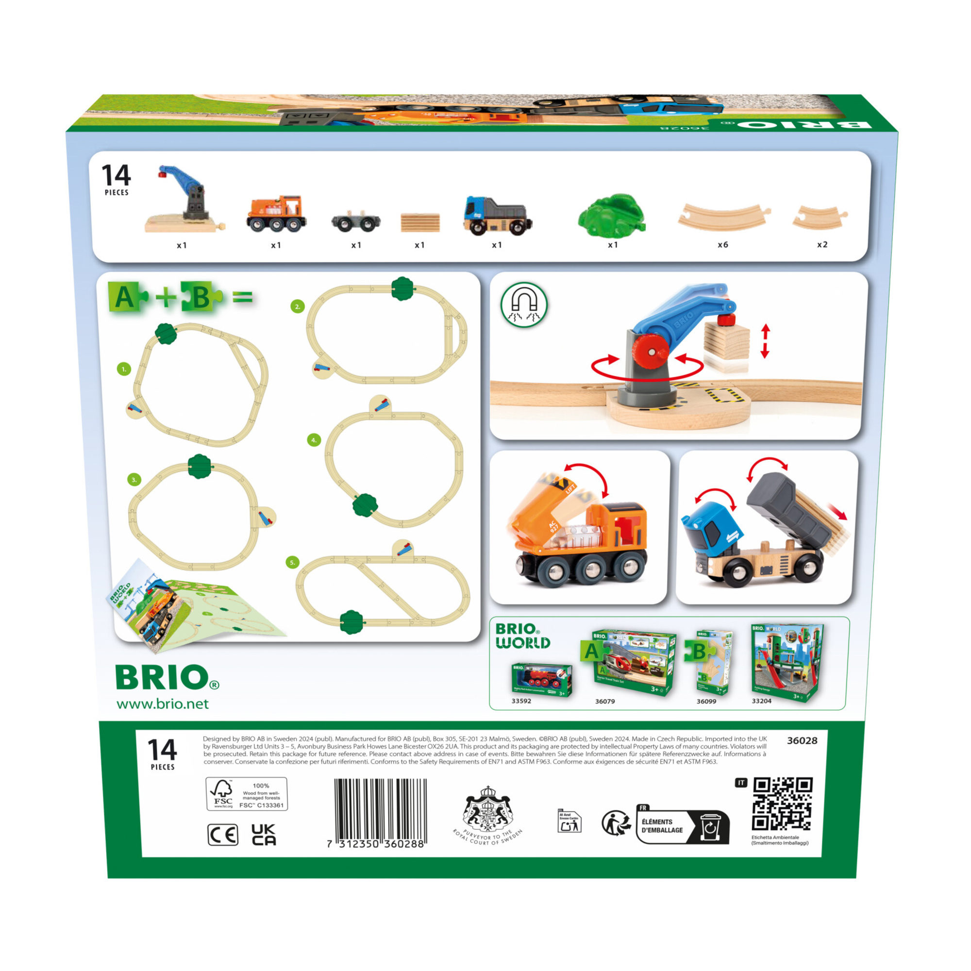 Brio world – starter set 36028 solleva & carica | set di trenini giocattolo per bambini dai 3 anni in su - BRIO