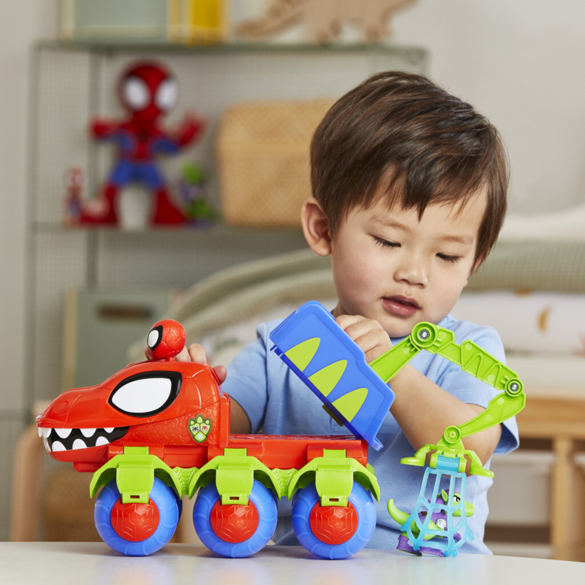 Hasbro marvel spidey e i suoi fantastici amici, veicolo dino-webs, playset con vicolo  dino-webs e supereroi - SPIDEY