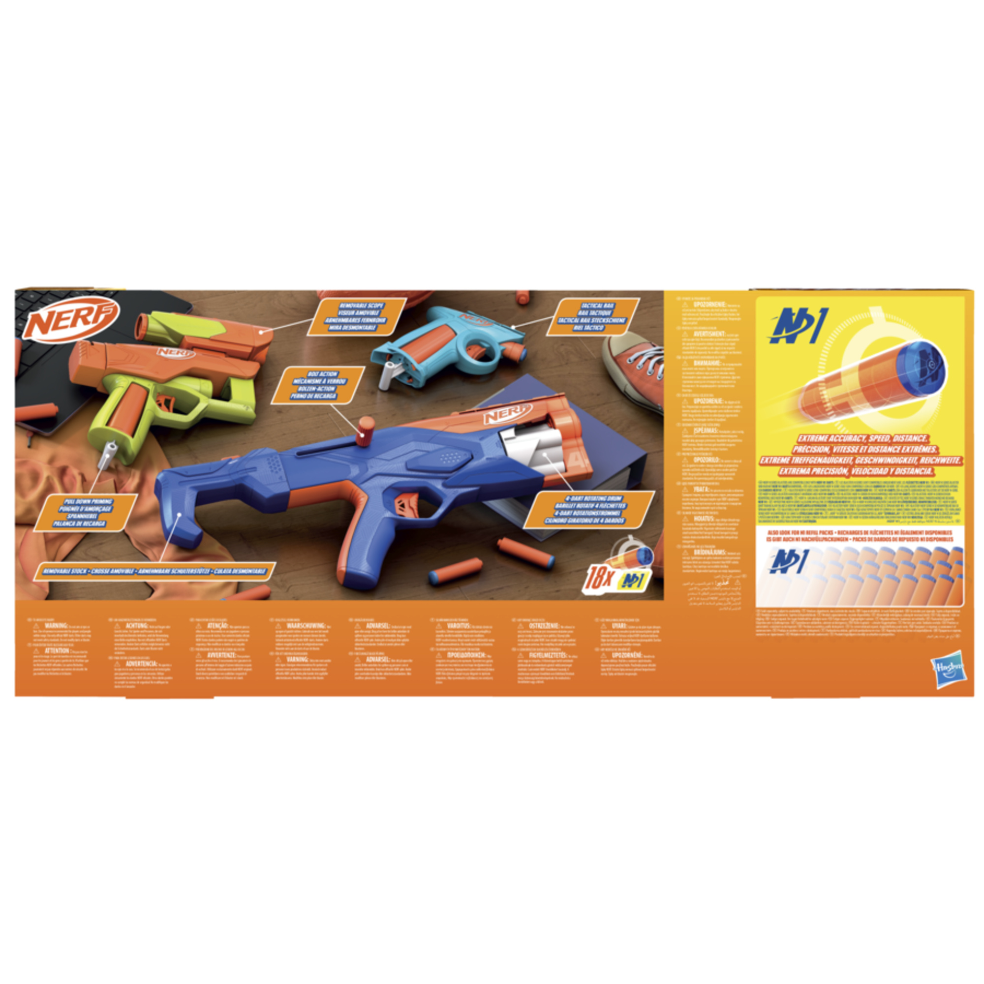 Nerf n- series - gear up pack, confezione da 3 blaster, 18 dardi nerf n1, giocattoli per giochi all'aperto per bambini e bambine dagli 8 anni in su - NERF