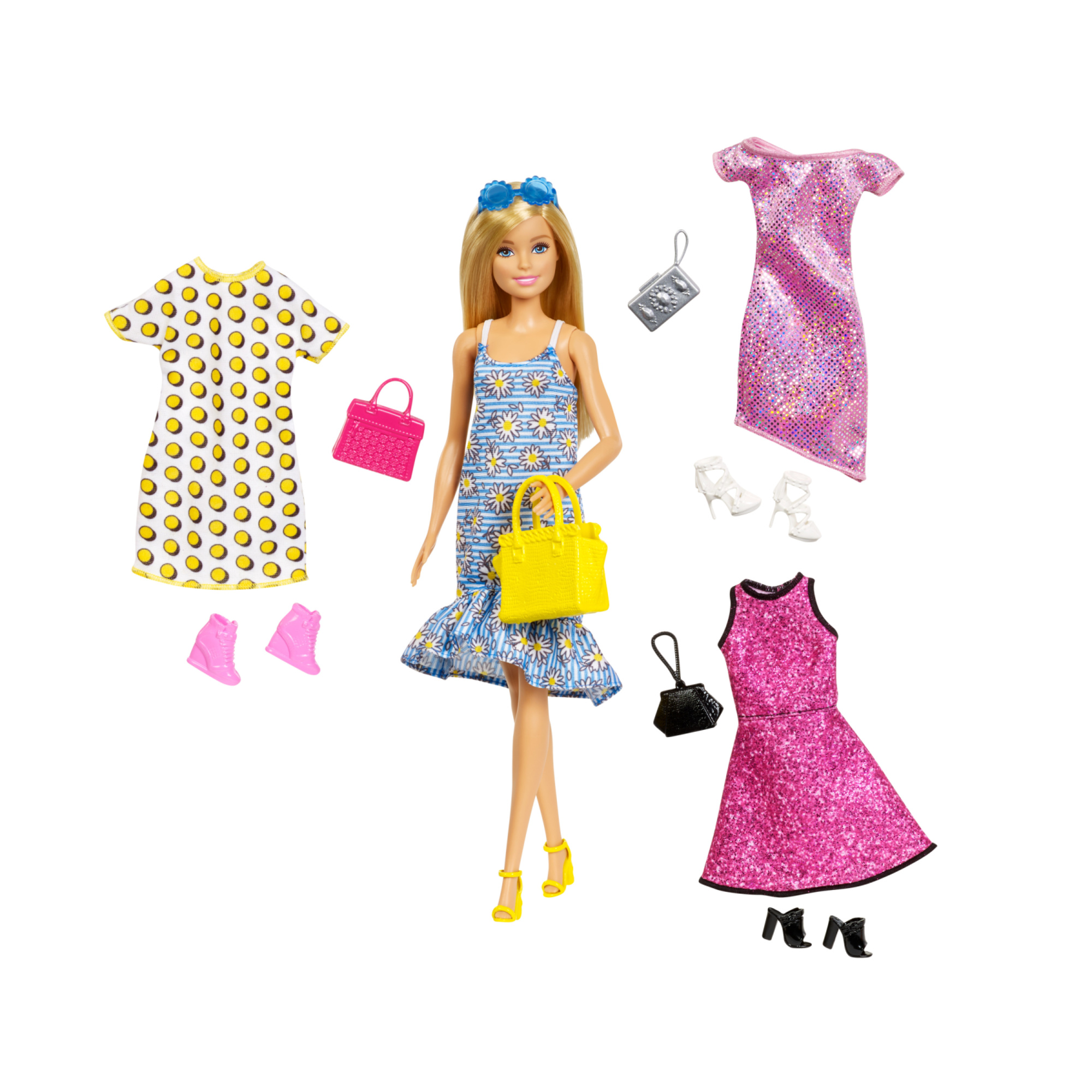 Barbie - bambola bionda alla moda, set con abiti fashion e accessori - Barbie