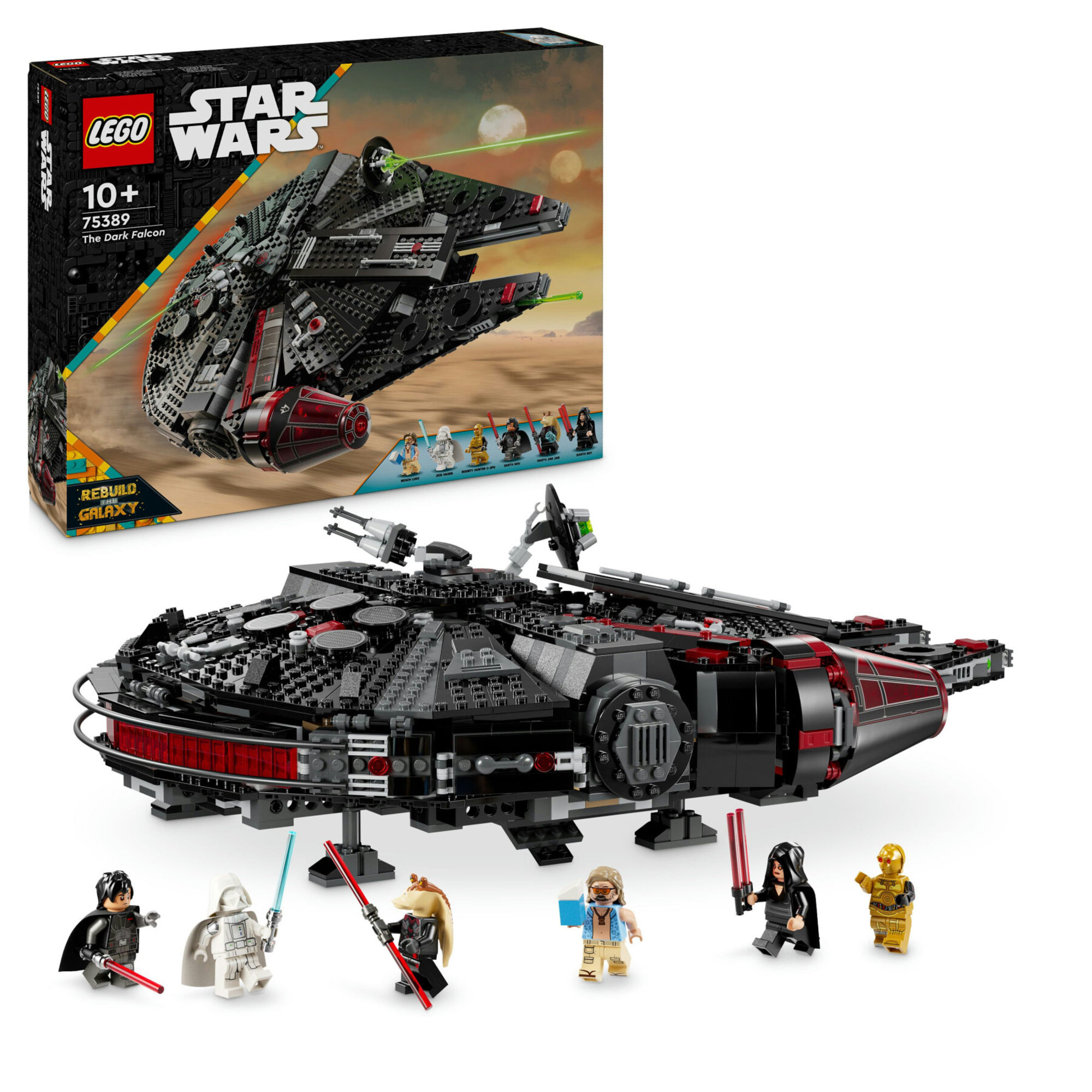 Lego star wars 75389 dark falcon, astronave giocattolo da costruire, versione oscura del millennium falcon, giochi bambini 10+ - LEGO® Star Wars™