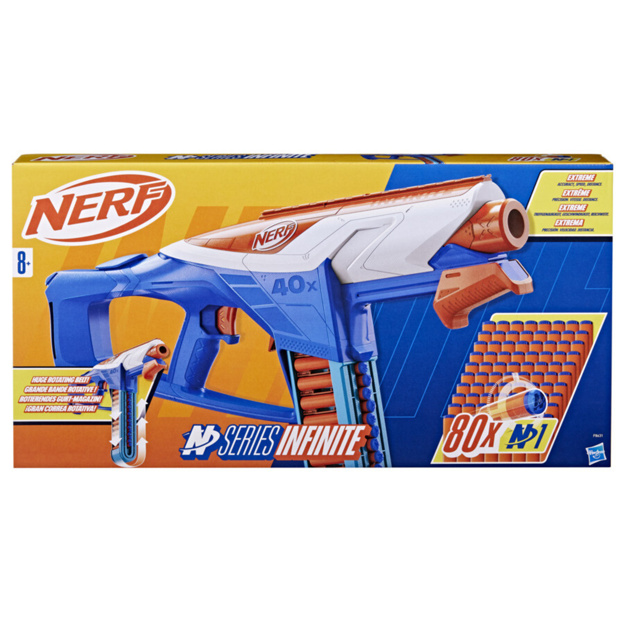 Nerf n-series, infinite, blaster con 80 dardi nerf n1, catena da battaglia da 40 dardi, giocattoli per bambini e bambine dagli 8 anni in su - NERF