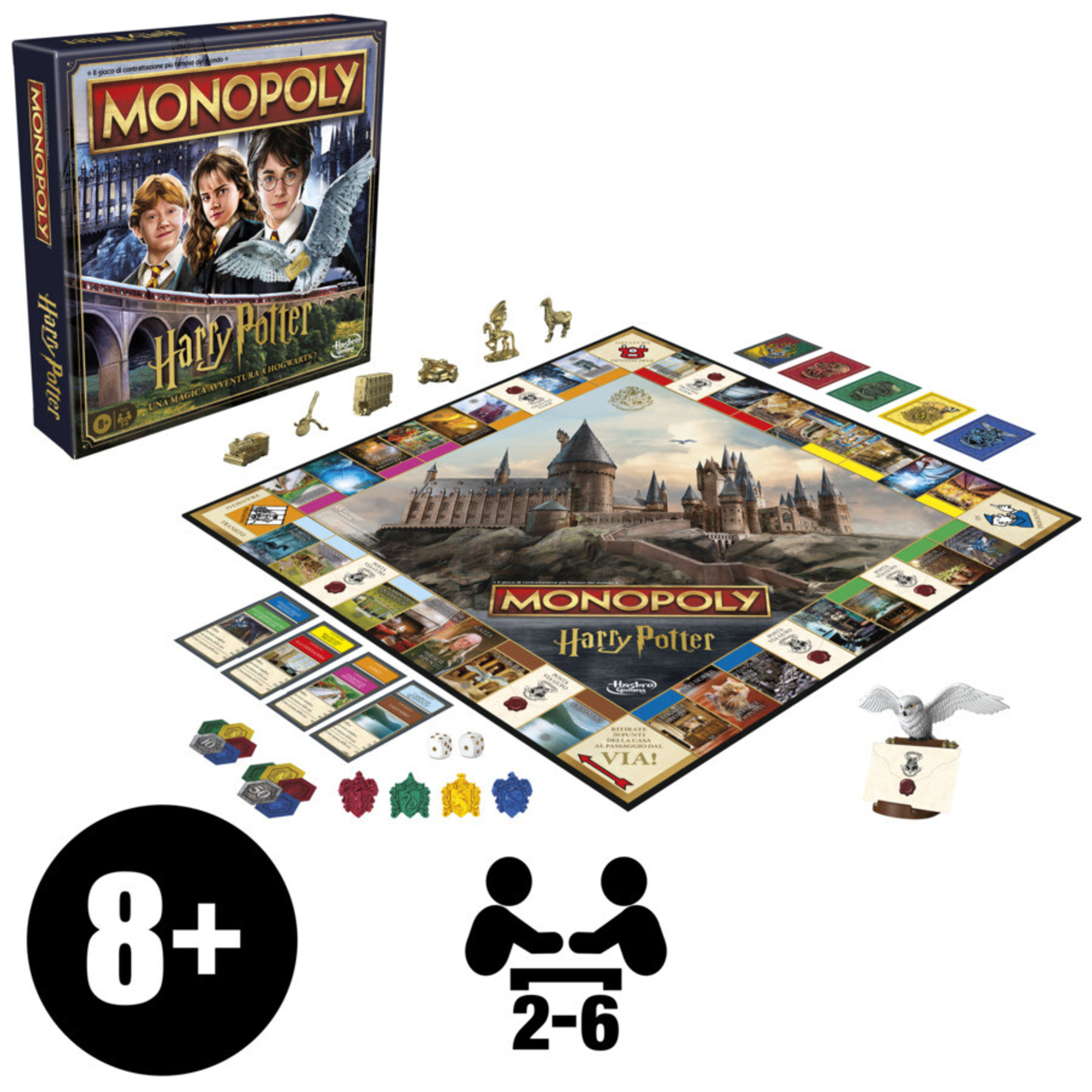 Monopoly - harry potter, gioco da tavolo ispirato ai libri e film di harry potter - MONOPOLY