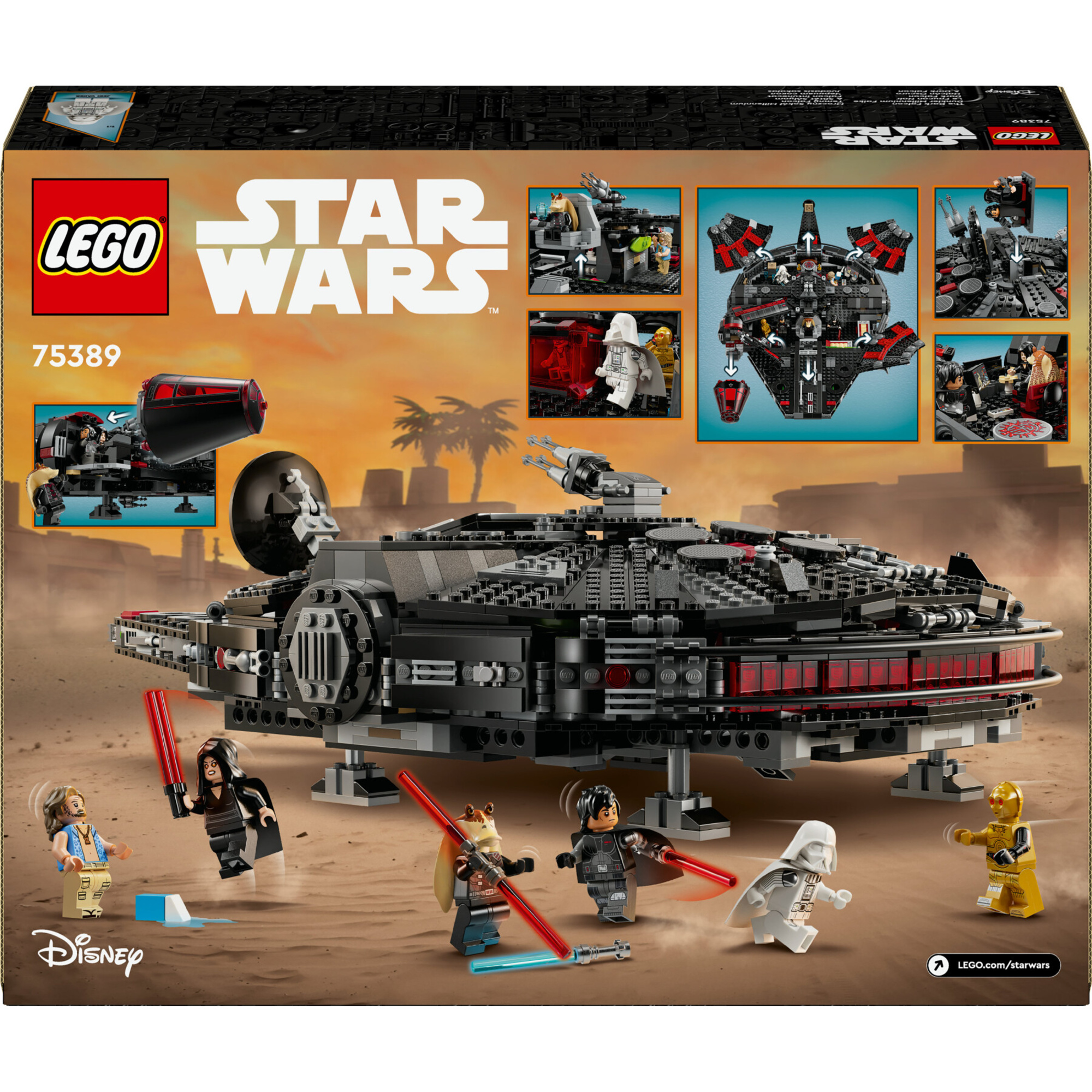 Lego star wars 75389 dark falcon, astronave giocattolo da costruire, versione oscura del millennium falcon, giochi bambini 10+ - LEGO® Star Wars™