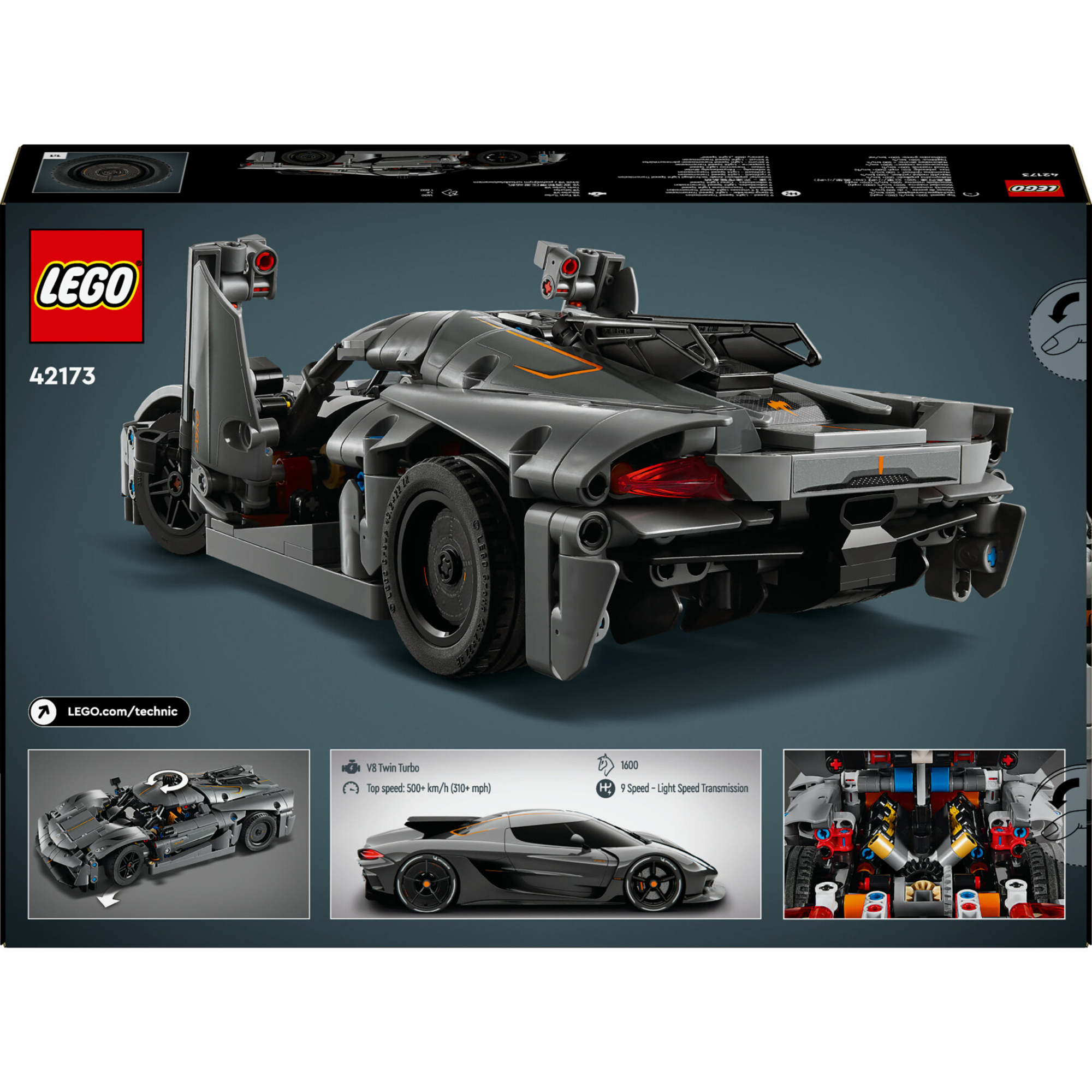 Lego technic 42173 hypercar koenigsegg jesko absolut grigia, modellino di auto da costruire, macchina giocattolo bambini 10+ - LEGO TECHNIC