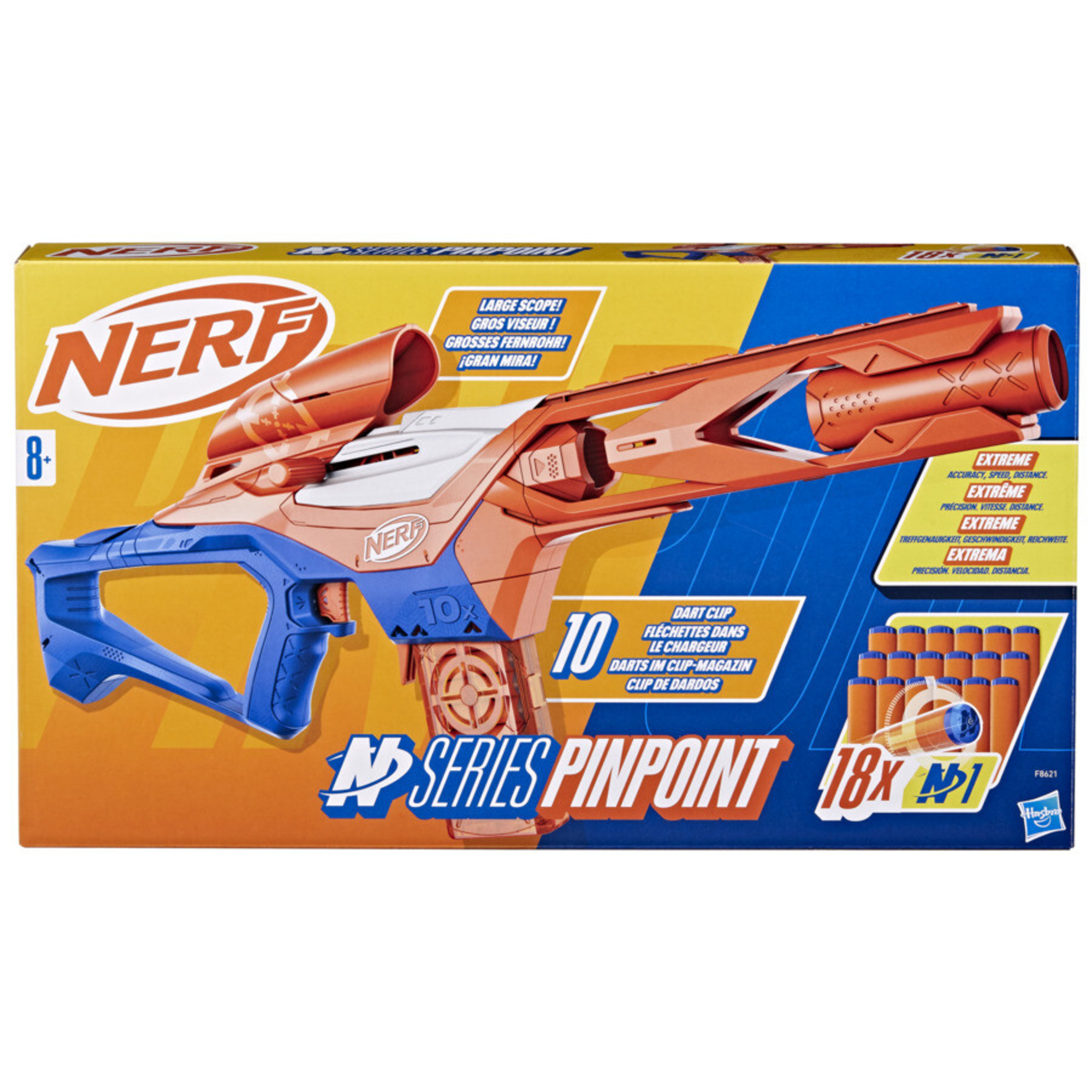 Nerf n-series - pinpoint, blaster con 18 dardi nerf n1, caricatore da 10 dardi, giocattoli per bambini e bambine dagli 8 anni in su - NERF