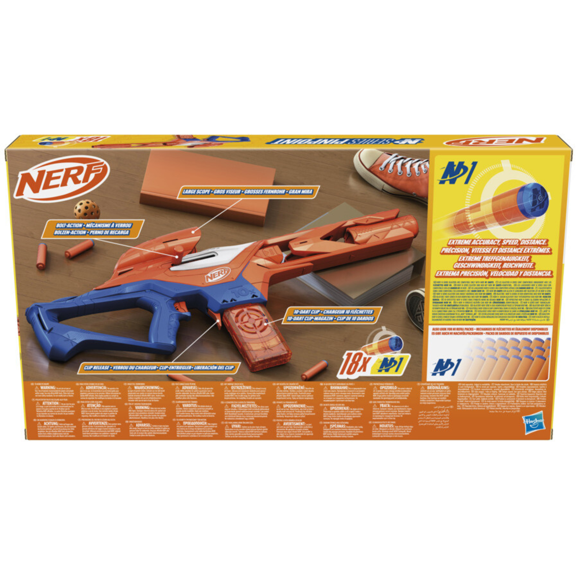 Nerf n-series - pinpoint, blaster con 18 dardi nerf n1, caricatore da 10 dardi, giocattoli per bambini e bambine dagli 8 anni in su - NERF