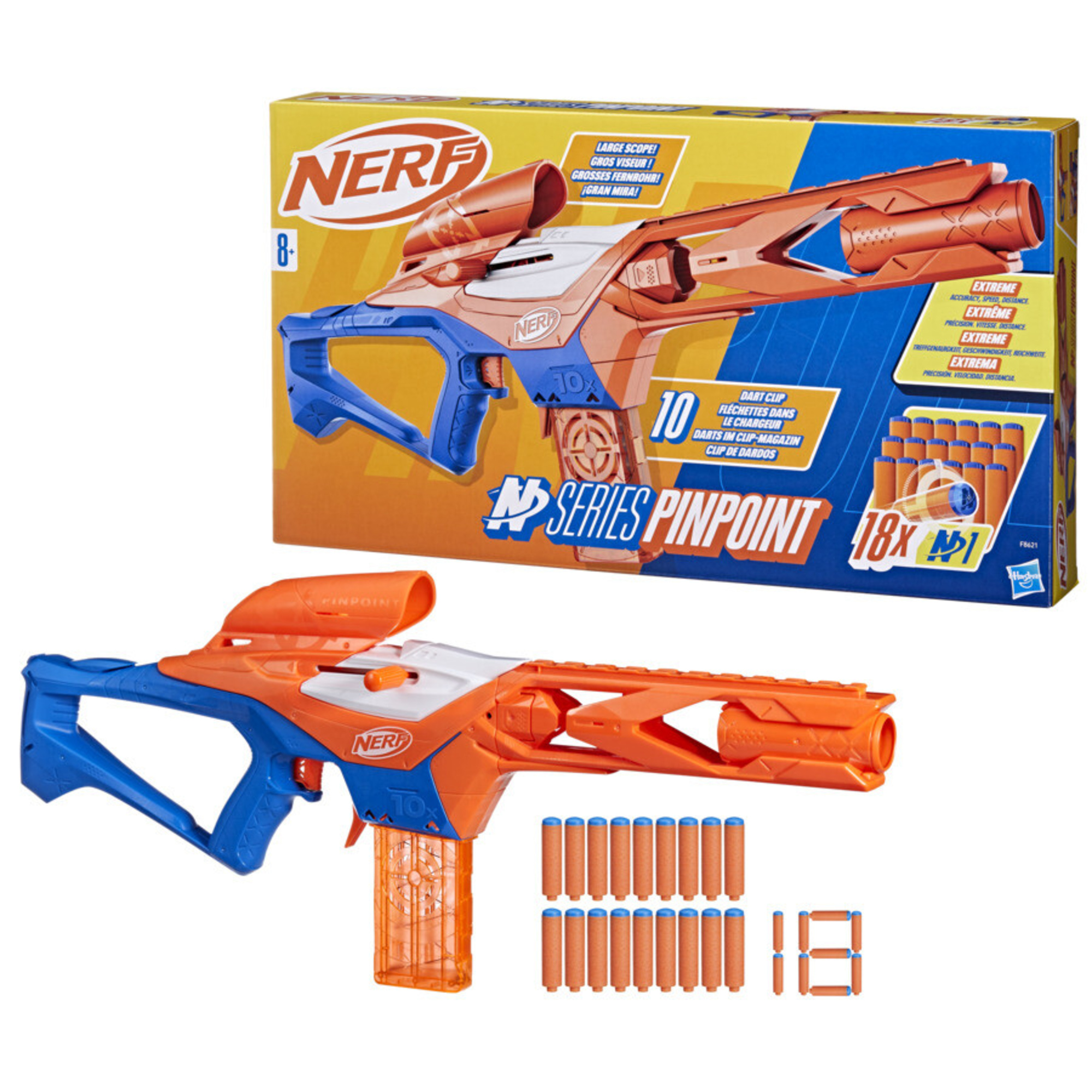 Nerf n-series - pinpoint, blaster con 18 dardi nerf n1, caricatore da 10 dardi, giocattoli per bambini e bambine dagli 8 anni in su - NERF