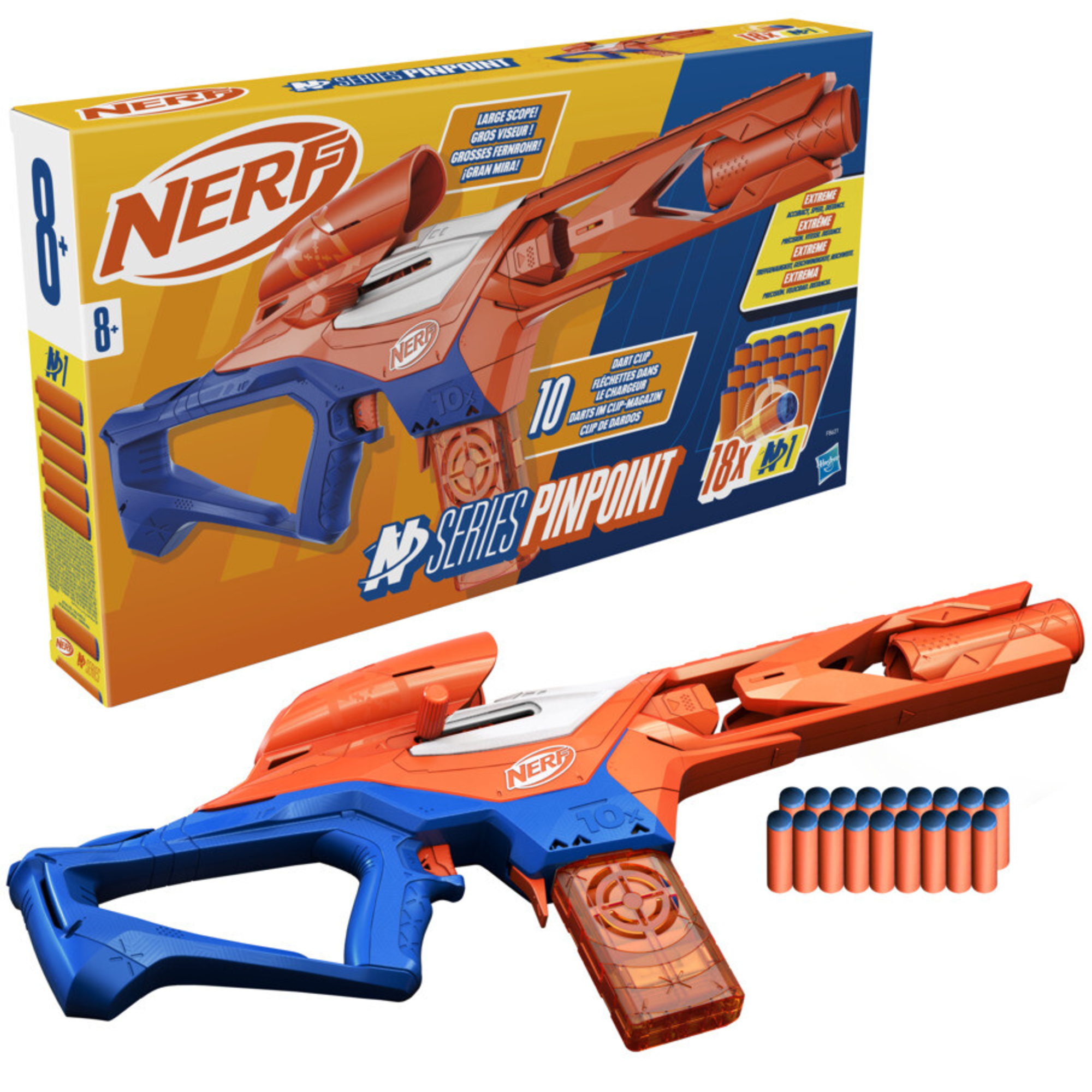 Nerf n-series - pinpoint, blaster con 18 dardi nerf n1, caricatore da 10 dardi, giocattoli per bambini e bambine dagli 8 anni in su - NERF