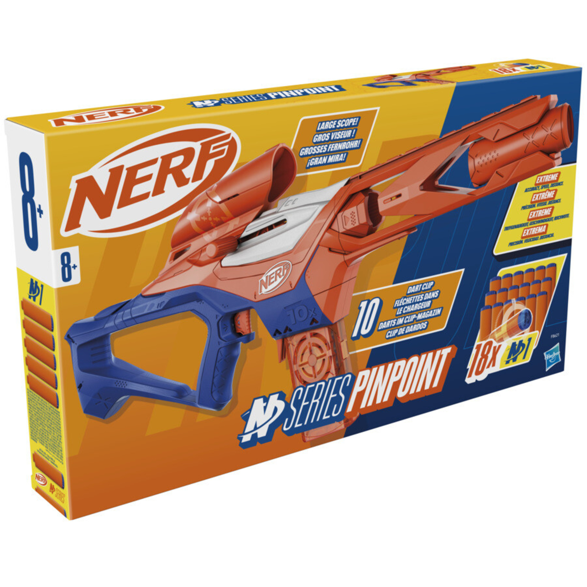 Nerf n-series - pinpoint, blaster con 18 dardi nerf n1, caricatore da 10 dardi, giocattoli per bambini e bambine dagli 8 anni in su - NERF