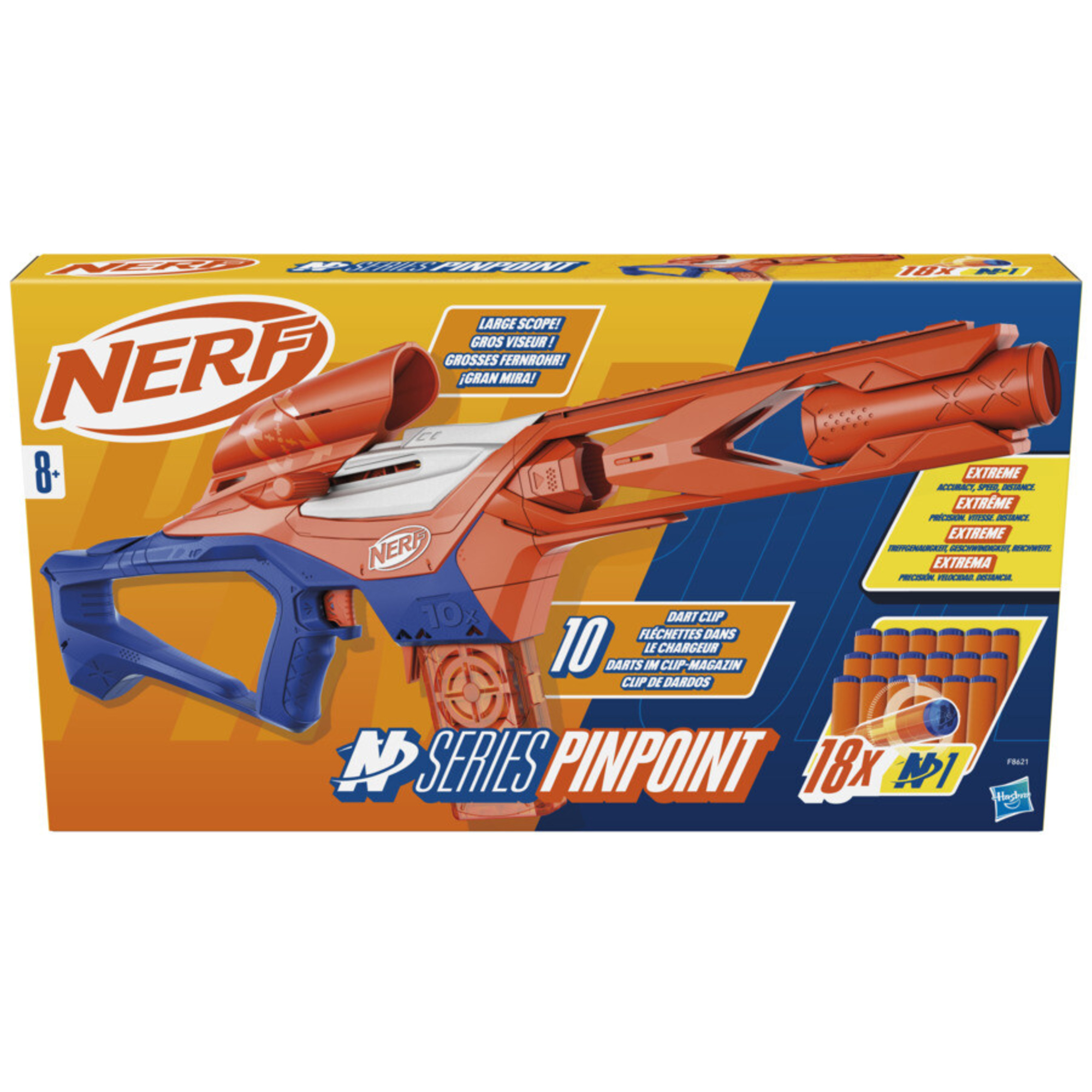 Nerf n-series - pinpoint, blaster con 18 dardi nerf n1, caricatore da 10 dardi, giocattoli per bambini e bambine dagli 8 anni in su - NERF