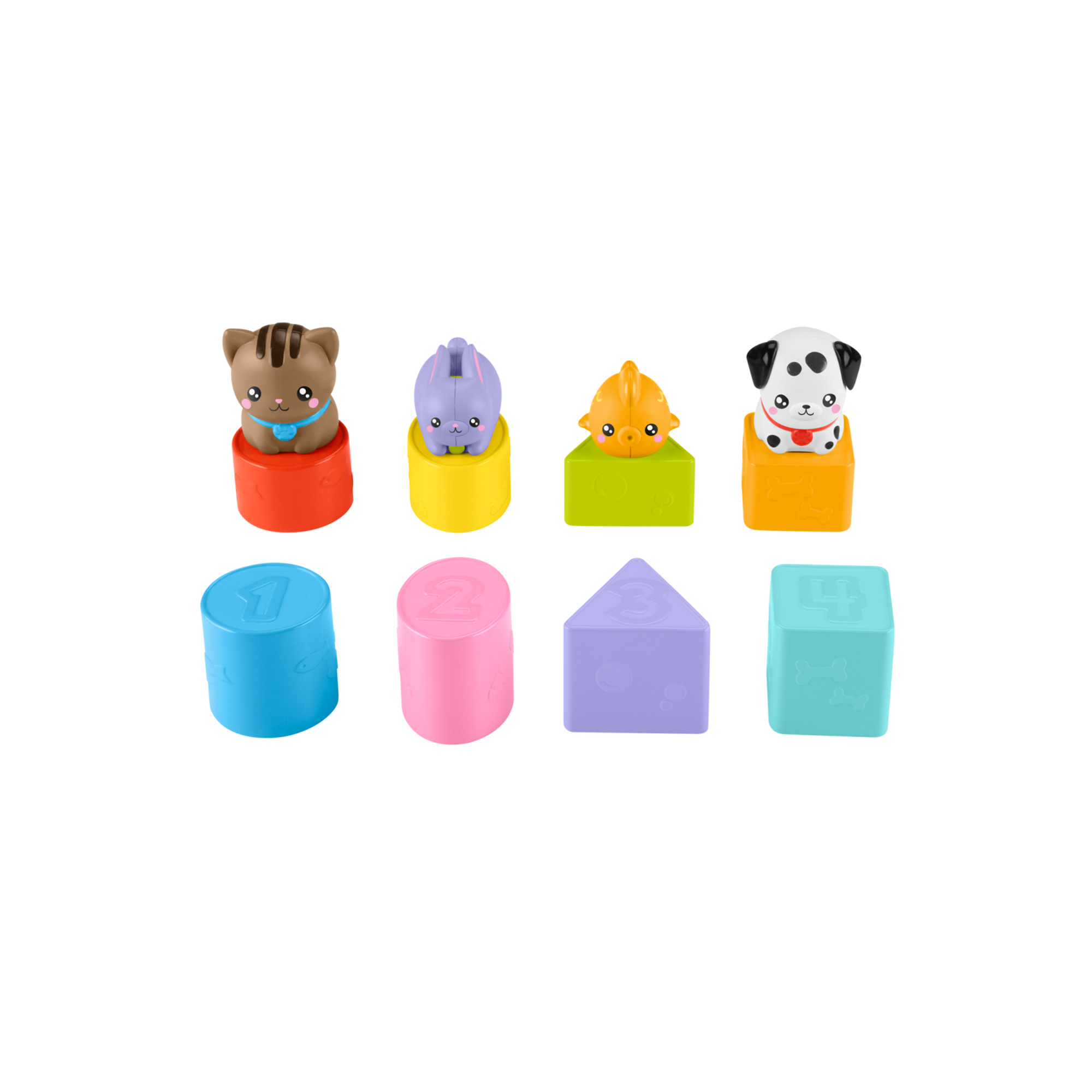 Fisher-price pets - trasportino cercaforme, set attività con 4 blocchi a tema animali e 4 formine per sviluppare le capacità motorie - 