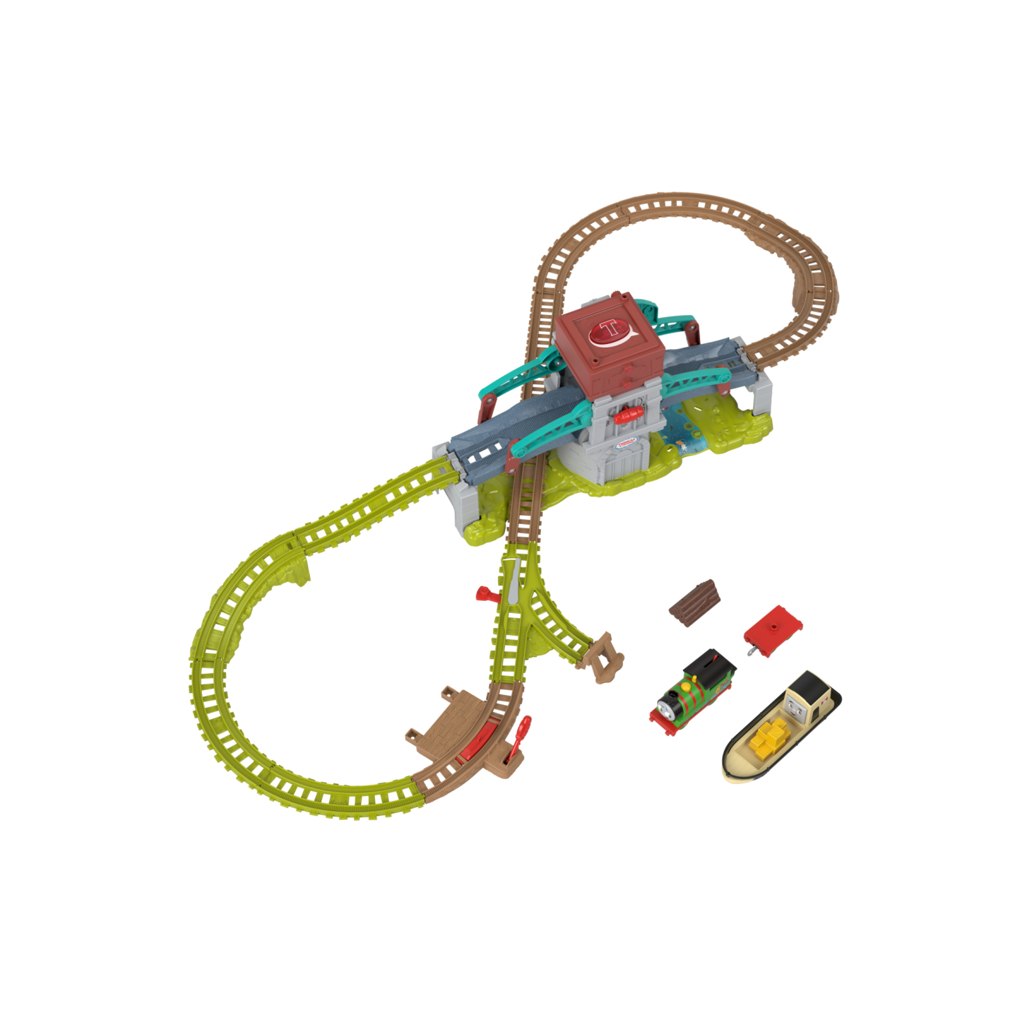 Il trenino thomas - bulstrode e ponte direzionabile, playset pista di 2,4 metri con locomotiva percy inclusa, luci e ponte mobile - THOMAS & FRIENDS