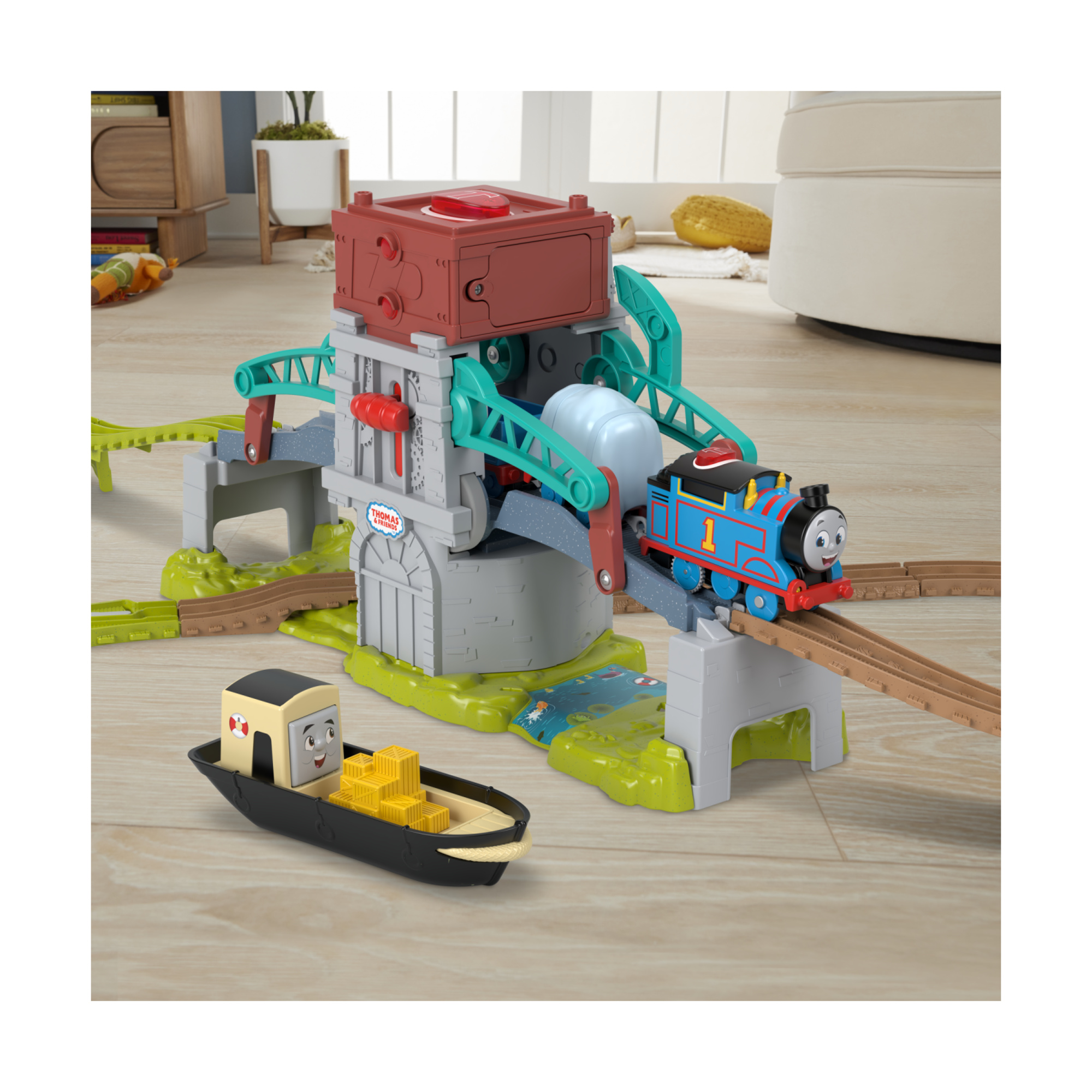 Il trenino thomas - bulstrode e ponte direzionabile, playset pista di 2,4 metri con locomotiva percy inclusa, luci e ponte mobile - THOMAS & FRIENDS