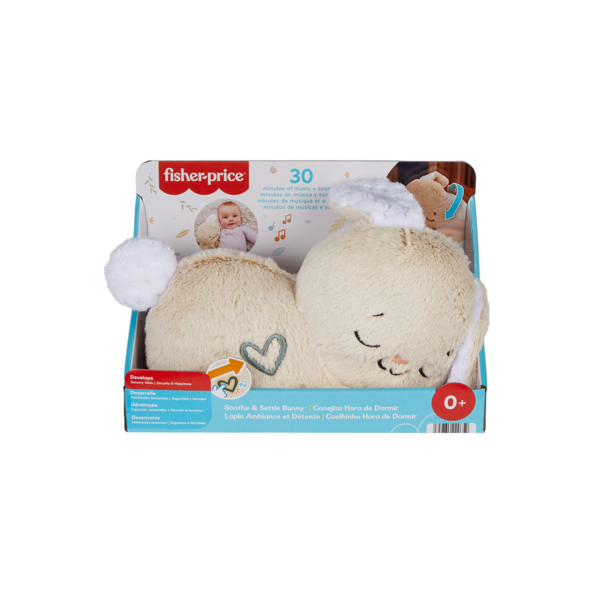 Fisher-price - coniglietto coccole & relax, morbido peluche sensoriale con luci, musica e movimento - 