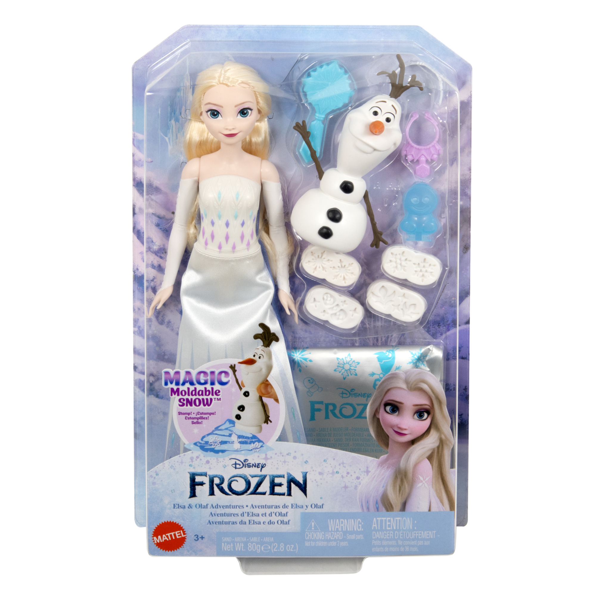 Disney frozen - le avventure di elsa e olaf, set con bambola elsa, personaggio olaf e sabbia modellabile - Frozen