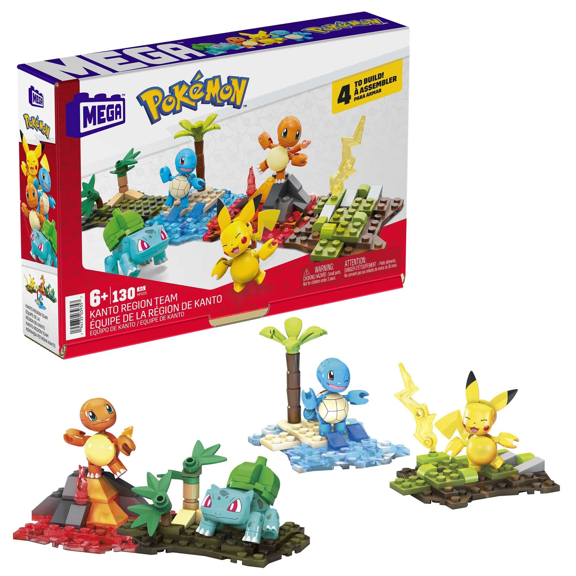 Mega pokémon - squadra di kanto, set da costruire con 130 pezzi e 4 personaggi pokémon inclusi - MEGA BLOCKS