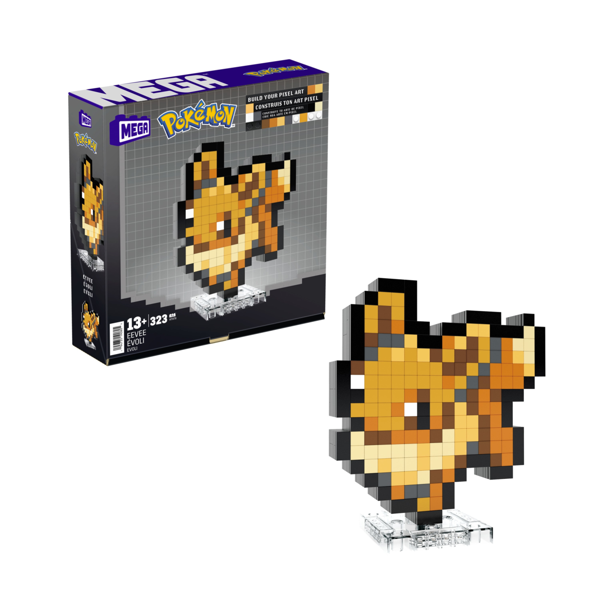 Mega pokémon - eevee pixel art, set da costruire con 323 pezzi e stile retrò pixelato - MEGA BLOCKS