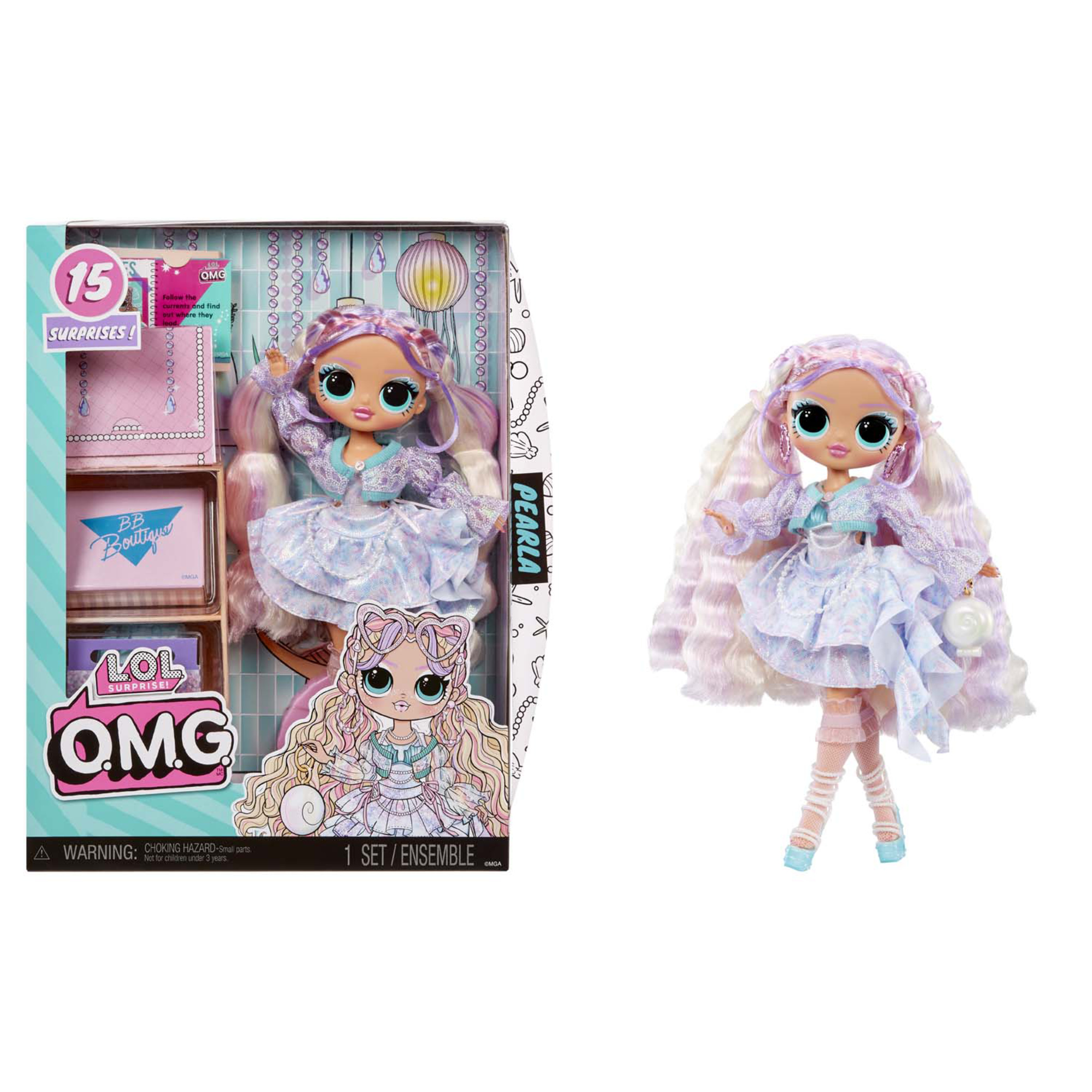 L.o.l. surprise! omg fashion doll pearla con 15 sorprese - bambola con abiti e accessori a tema sirena - L.O.L SURPRISE, LOL