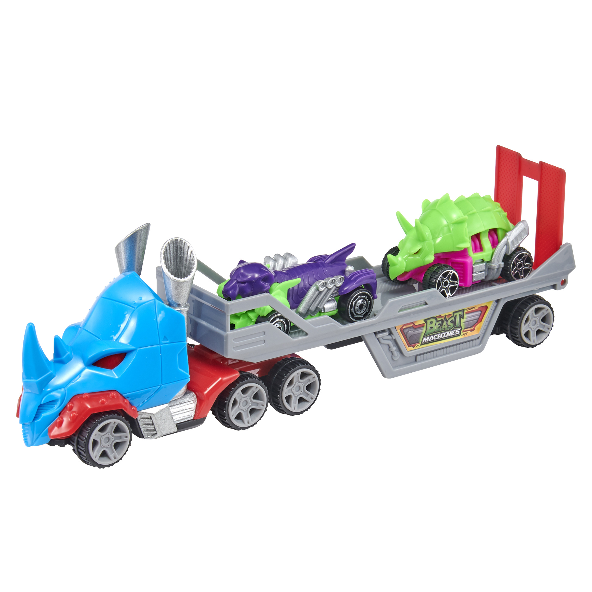 Camion beast machine: trasporta e gioca con le tue beast machines - ruote libere e rampa mobile - MOTORI & CO