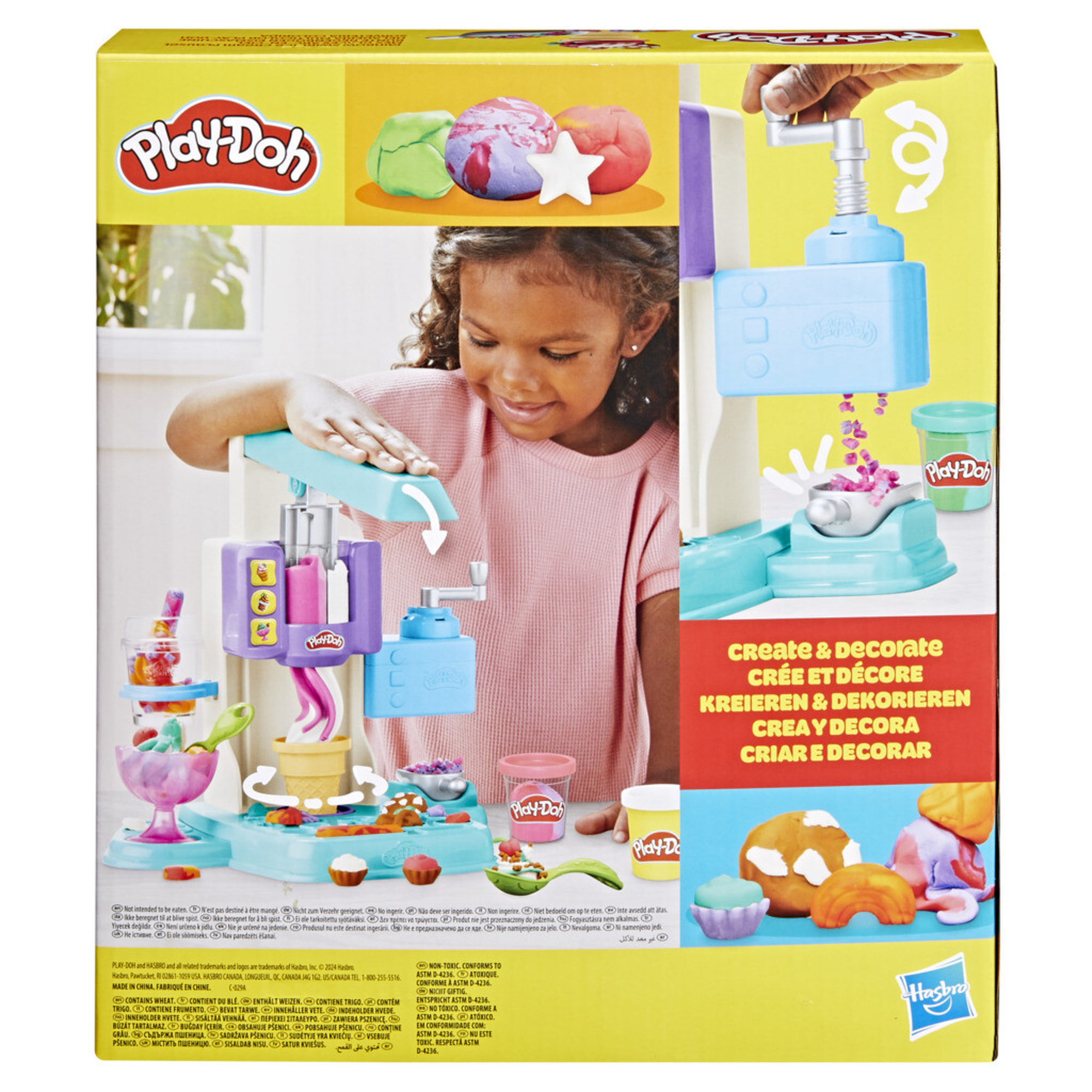 Play-doh - gelateria arcobaleno, playset con accessori e vasetti per creare gelati - PLAY-DOH