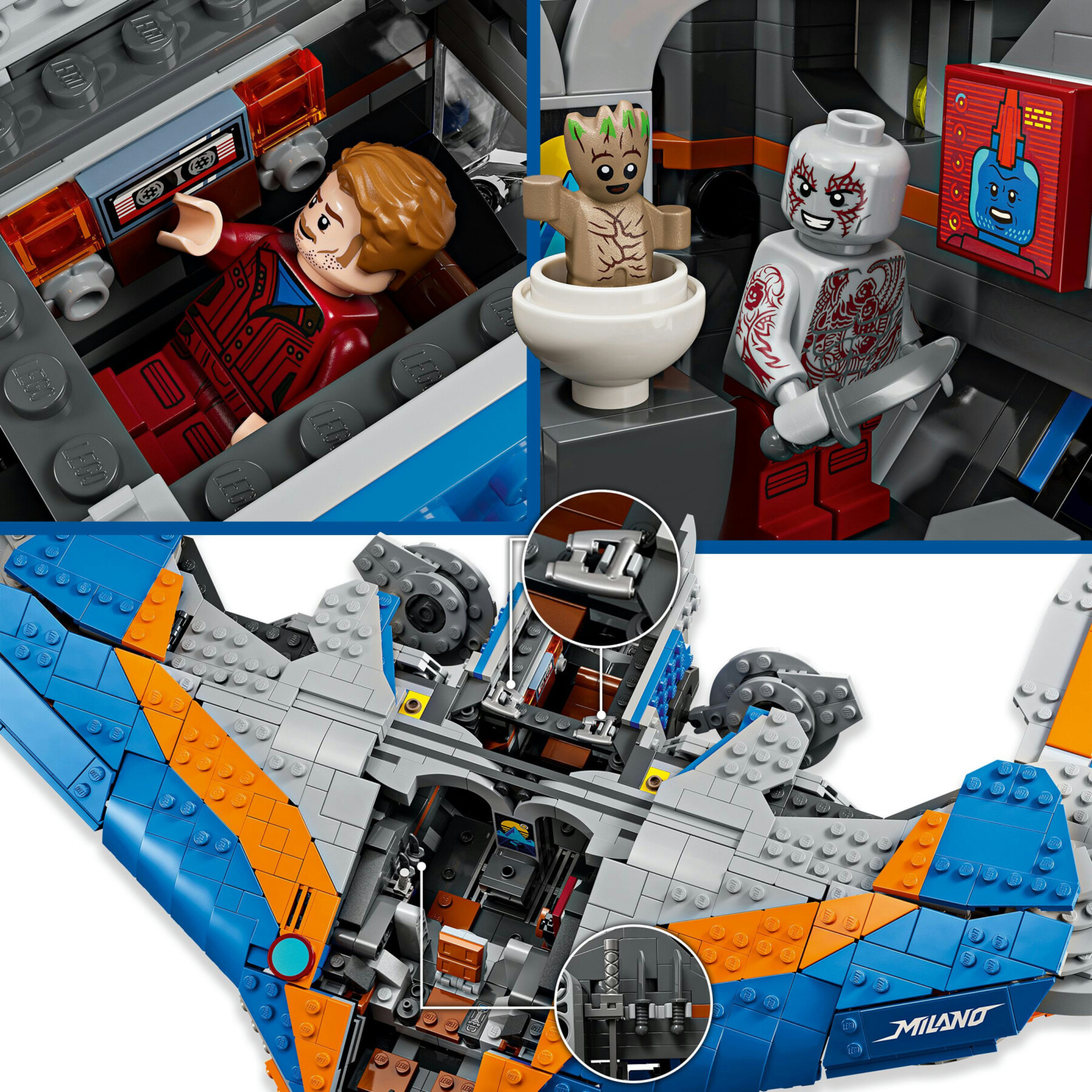 Lego marvel 76286 guardiani della galassia: milano, astronave giocattolo con 4 supereroi, regalo per bambini 12+ da collezione - Lego