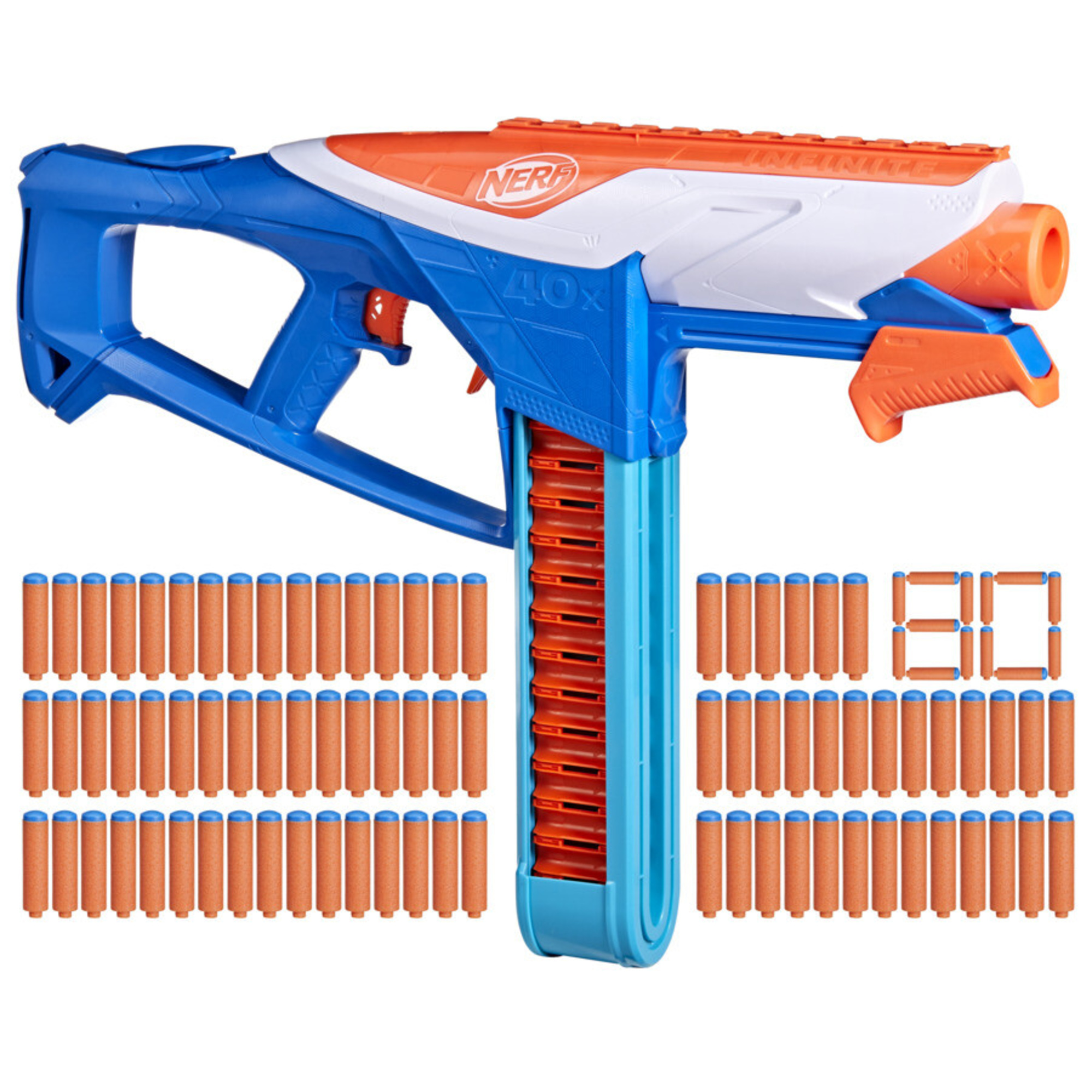 Nerf n-series, infinite, blaster con 80 dardi nerf n1, catena da battaglia da 40 dardi, giocattoli per bambini e bambine dagli 8 anni in su - NERF