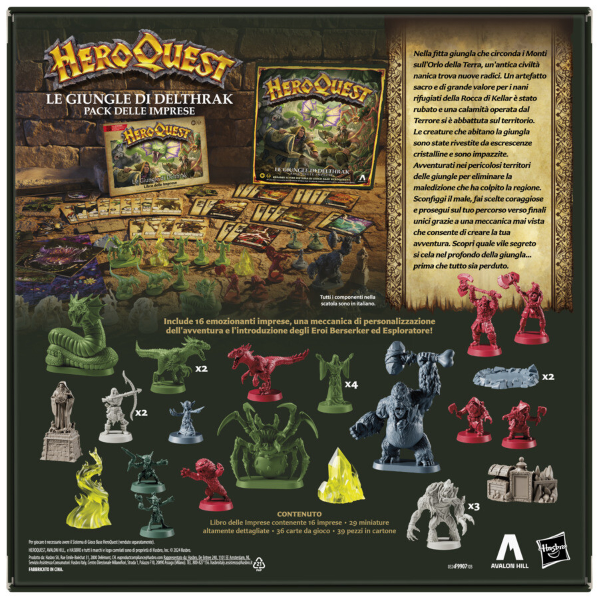 Avalon hill, heroquest, pack delle imprese le giungle di delthrak, per giocare è necessario avere il sistema di gioco base heroquest - HASBRO GAMING