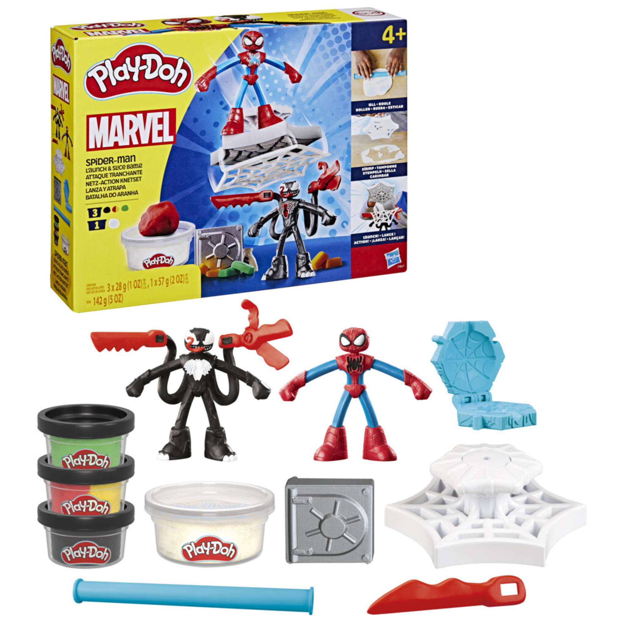 Play-doh marvel - spider-man launch & slice battle, set da gioco lancia e taglia di spider-man - PLAY-DOH