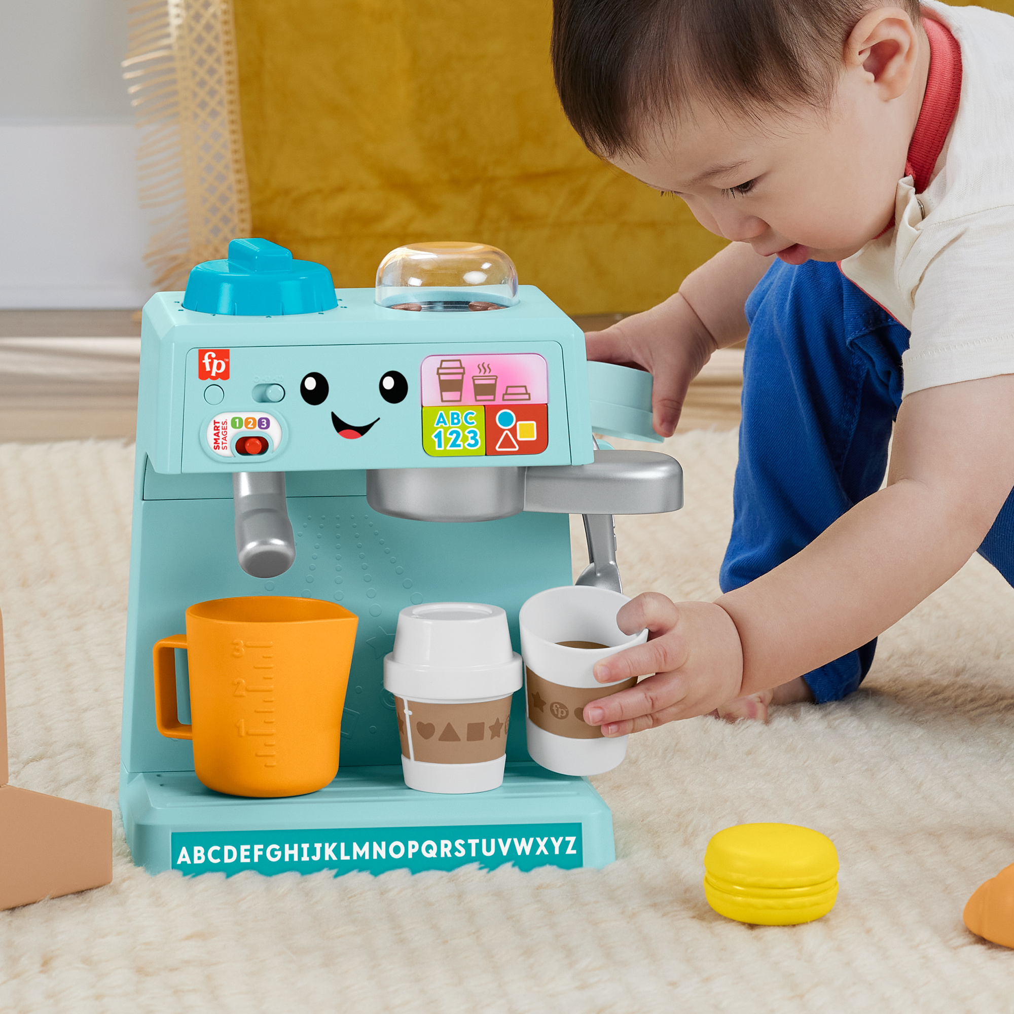 Fisher-price - la mia prima macchinetta del caffè, set smart stages per l'apprendimento con pulsanti, musica e suoni - 