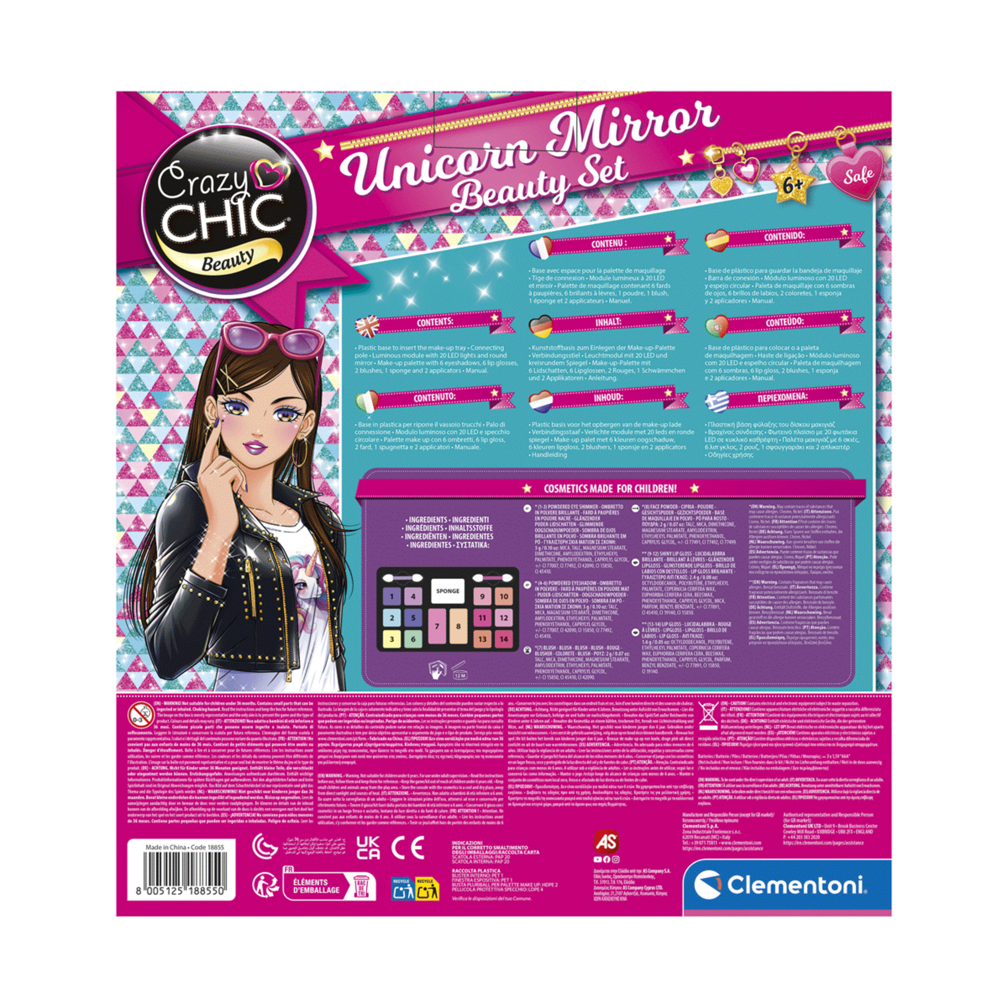 Clementoni - crazy chic - make up unicorn mirror - CLEMENTONI